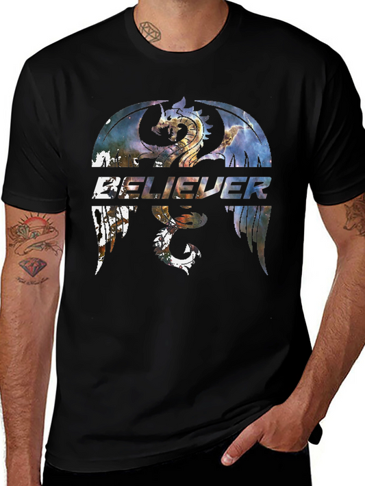 Believer Dragon Graphic Tee - Stylish Black T-Shirt