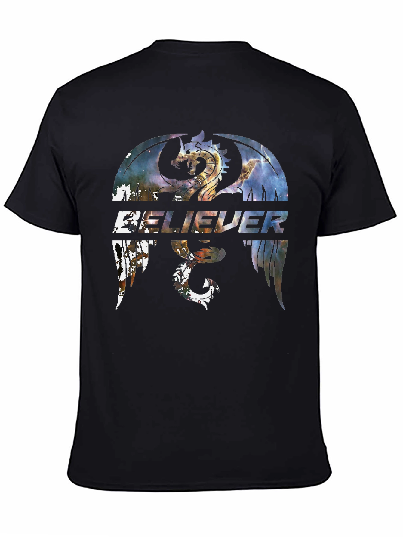Believer Dragon Graphic Tee - Stylish Black T-Shirt