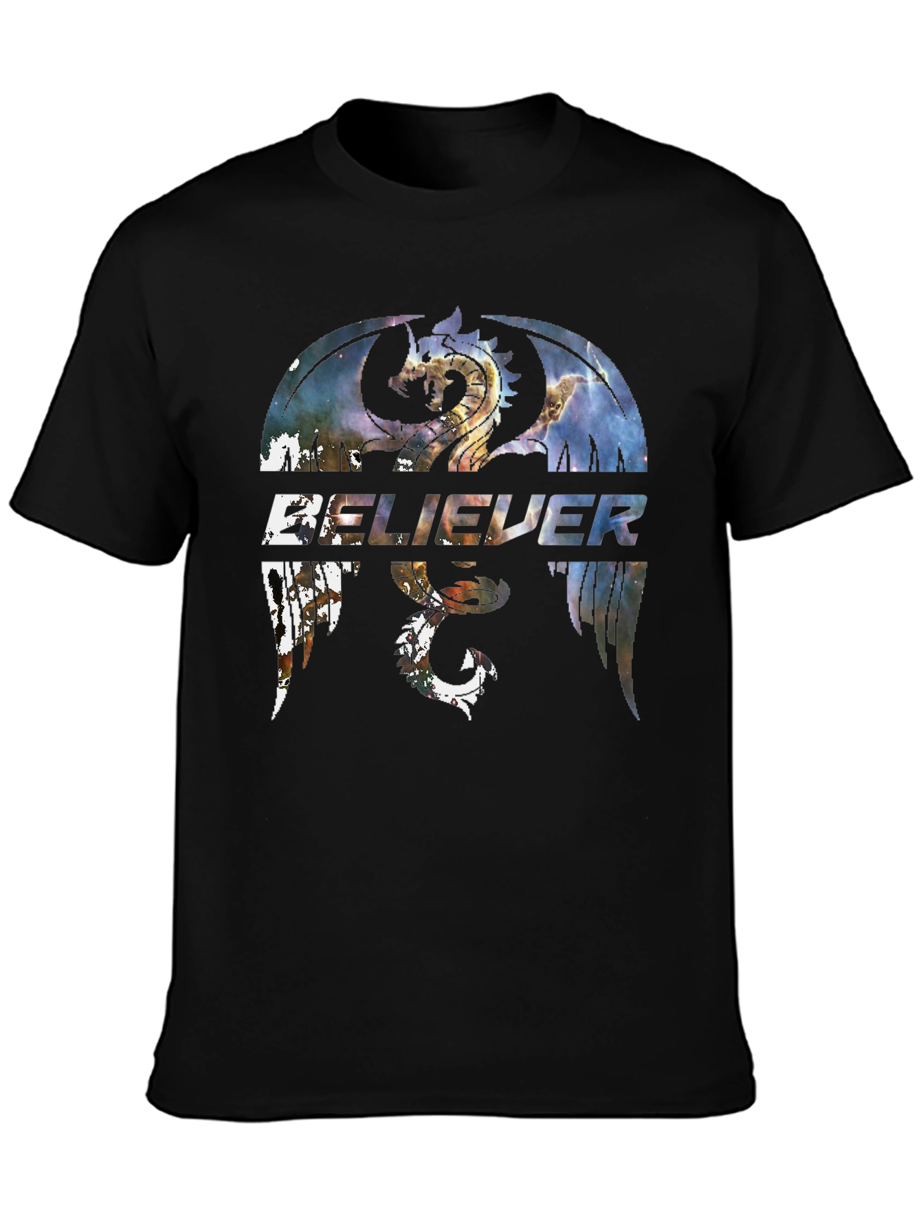 Believer Dragon Graphic Tee - Stylish Black T-Shirt