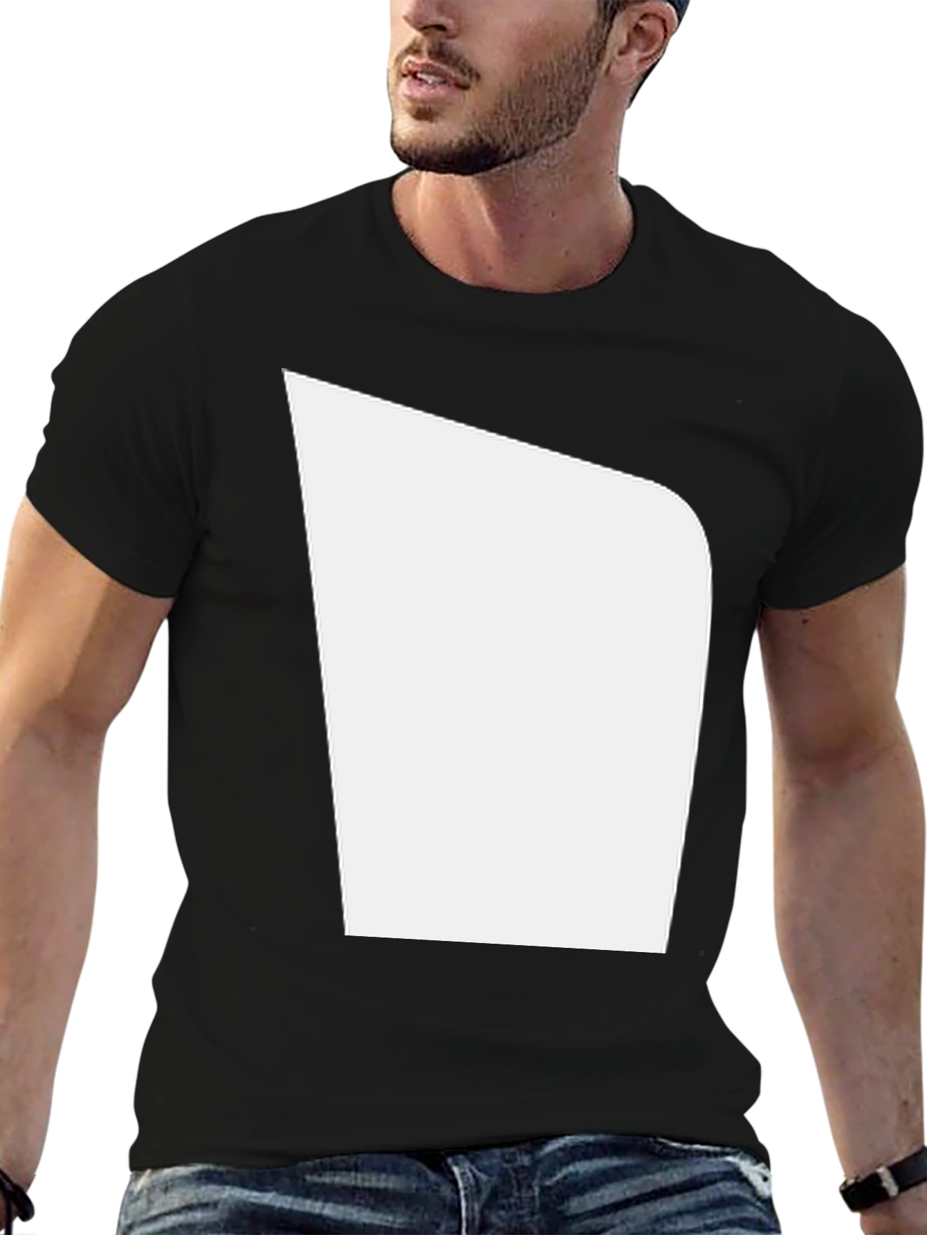 Mens Black T-Shirt with Unique White Graphic