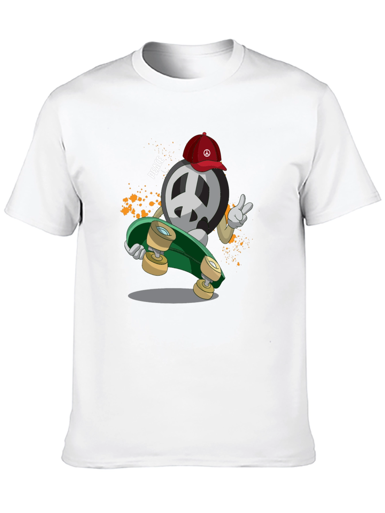 Peace Sign Skateboarder Graphic T-Shirt