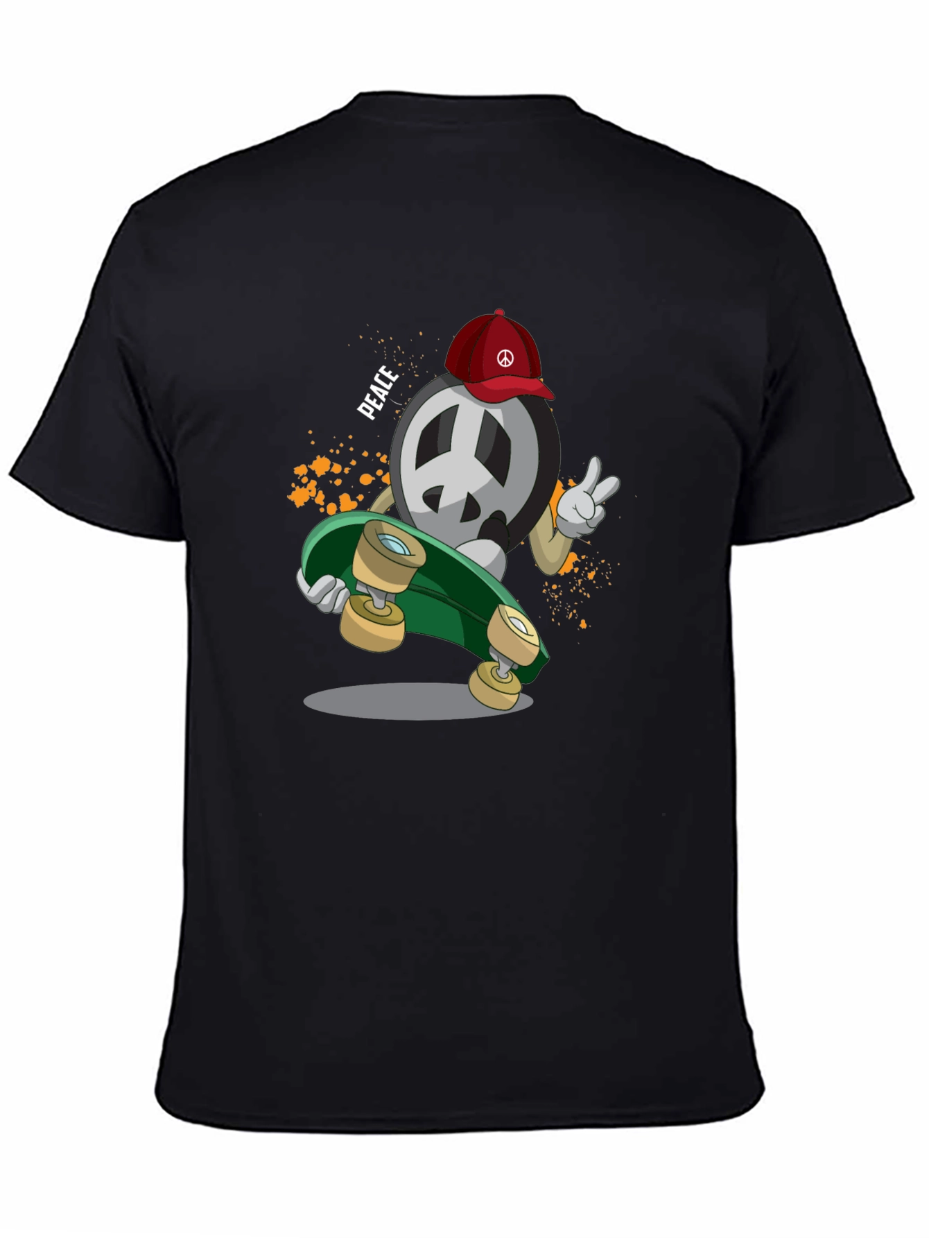 Peace Sign Skateboarder Graphic T-Shirt