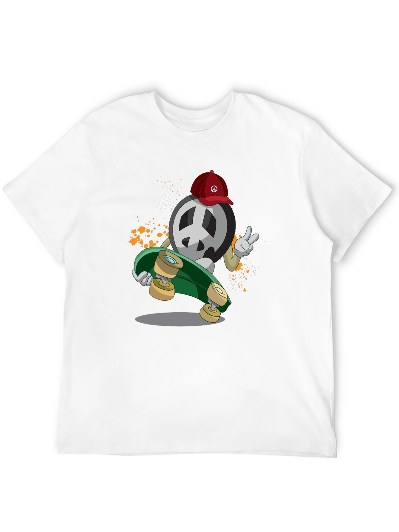 Peace Sign Skateboarder Graphic T-Shirt