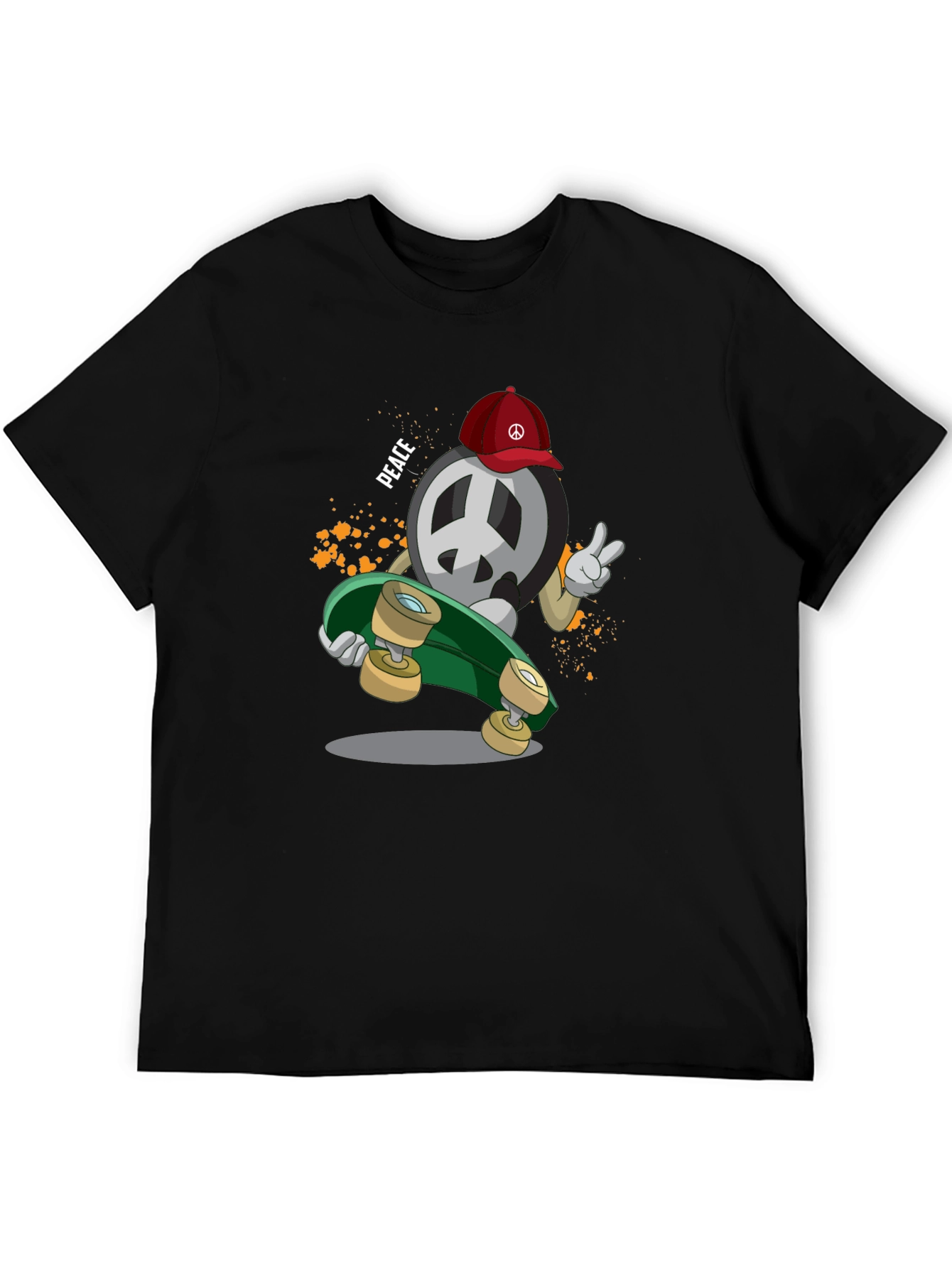 Peace Sign Skateboarder Graphic T-Shirt