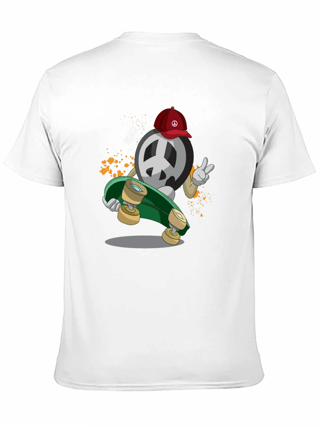 Peace Sign Skateboarder Graphic T-Shirt