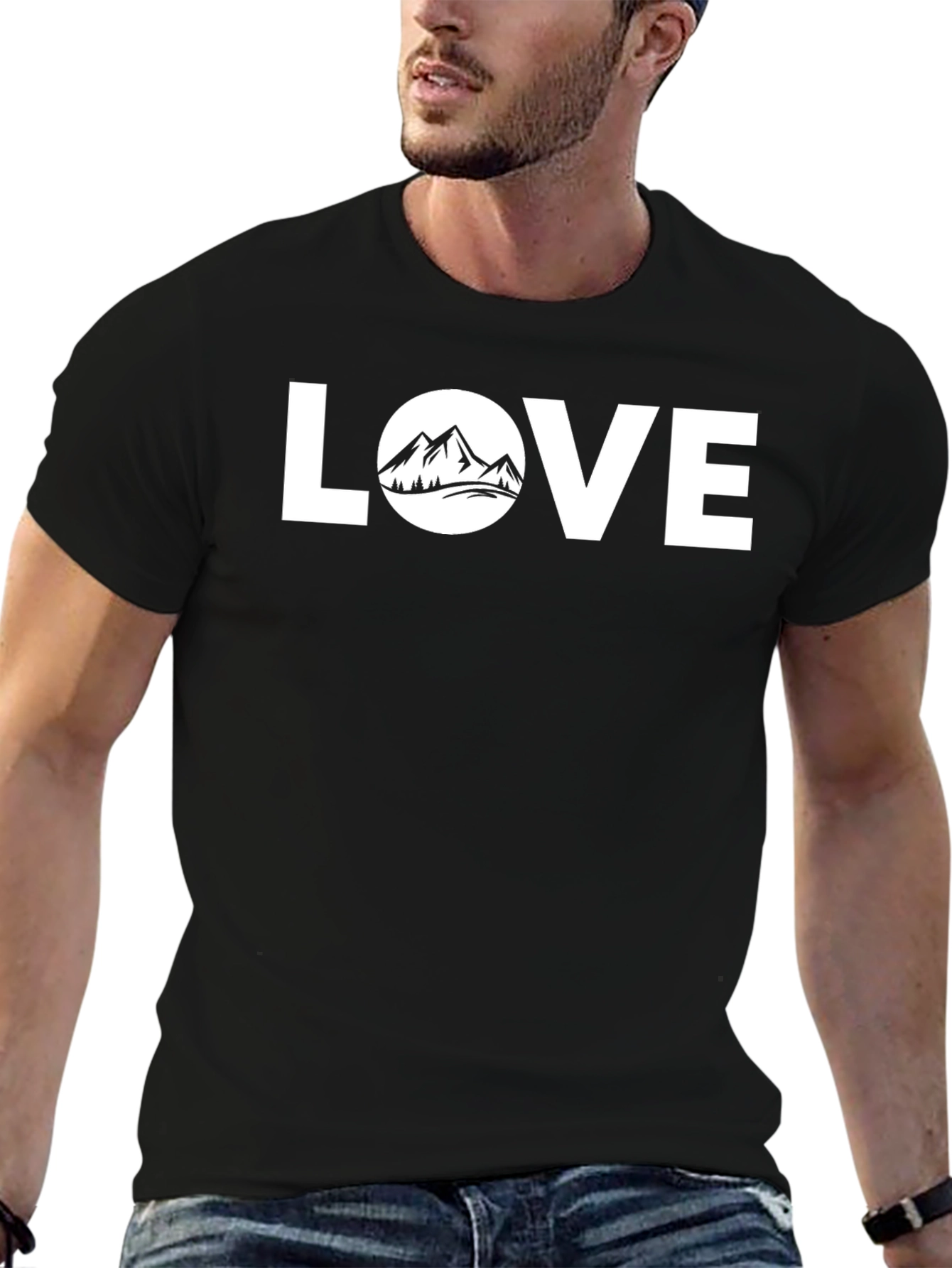 Love Nature Mountain Graphic T-Shirt - Black