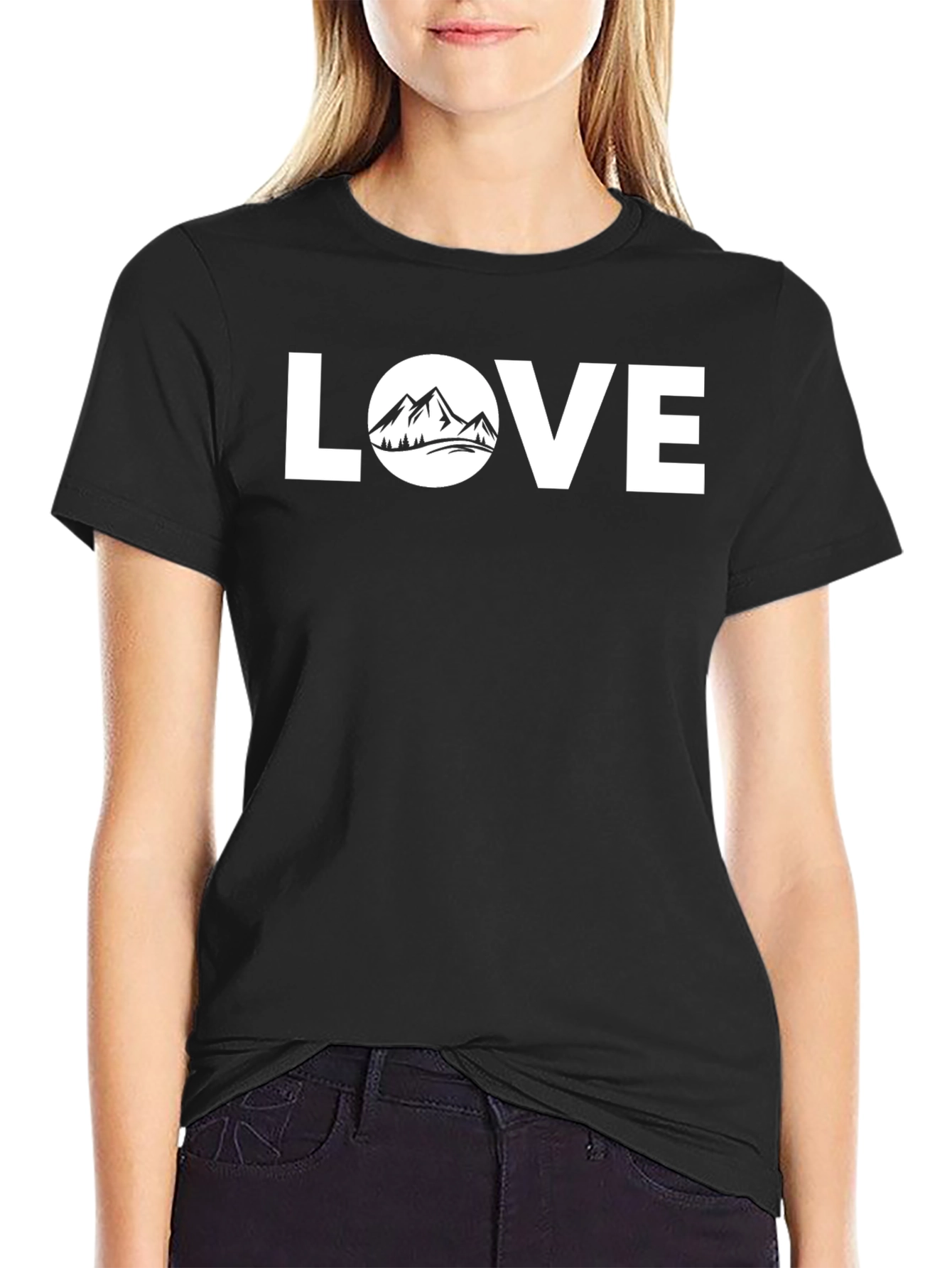 Love Nature Mountain Graphic T-Shirt - Black