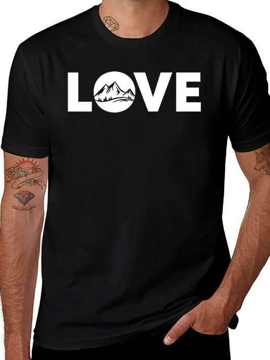 Love Nature Mountain Graphic T-Shirt - Black
