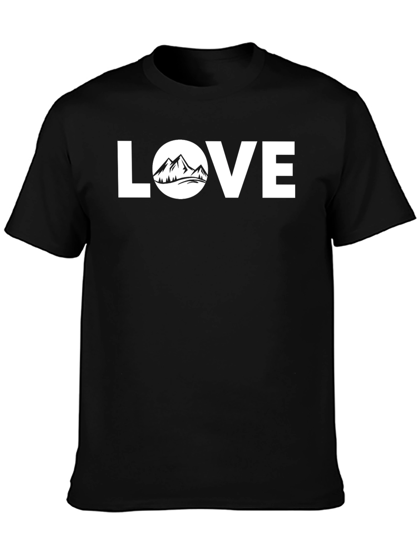 Love Nature Mountain Graphic T-Shirt - Black
