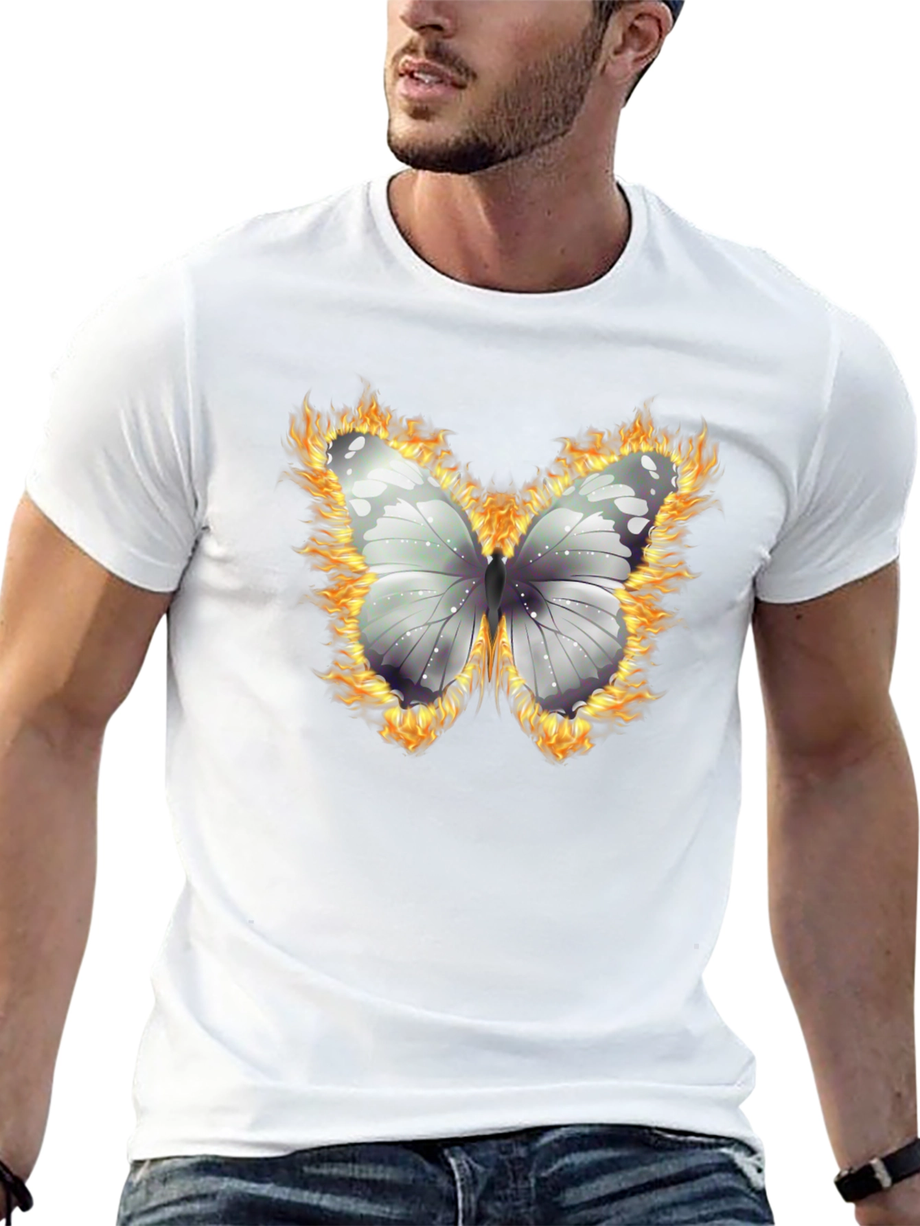 Burning Butterfly Graphic T-Shirt - Black