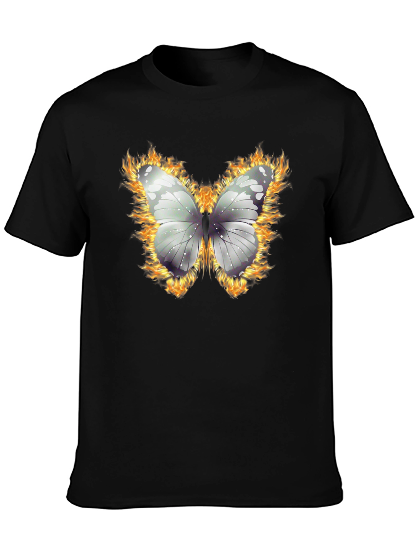 Burning Butterfly Graphic T-Shirt - Black
