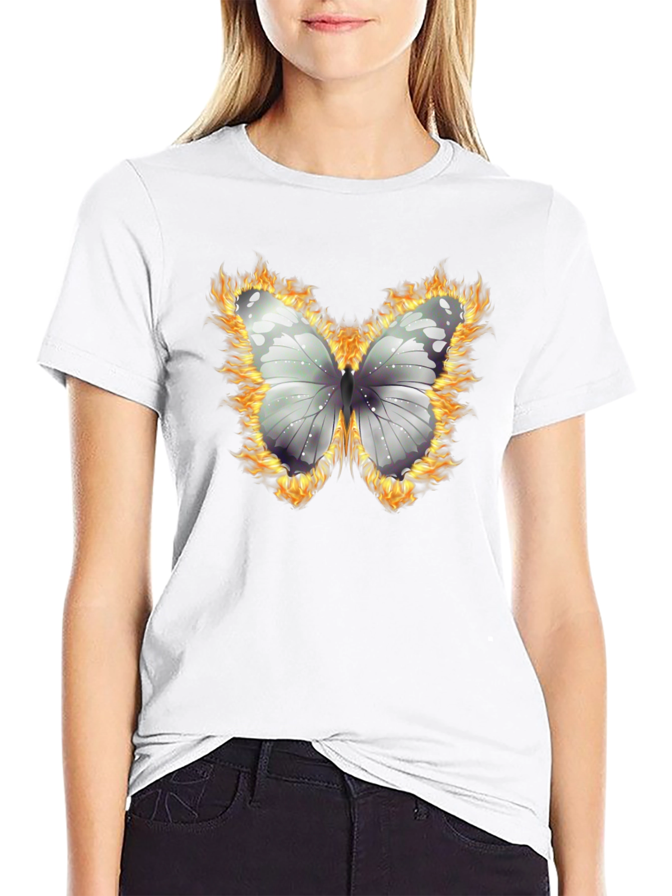 Burning Butterfly Graphic T-Shirt - Black