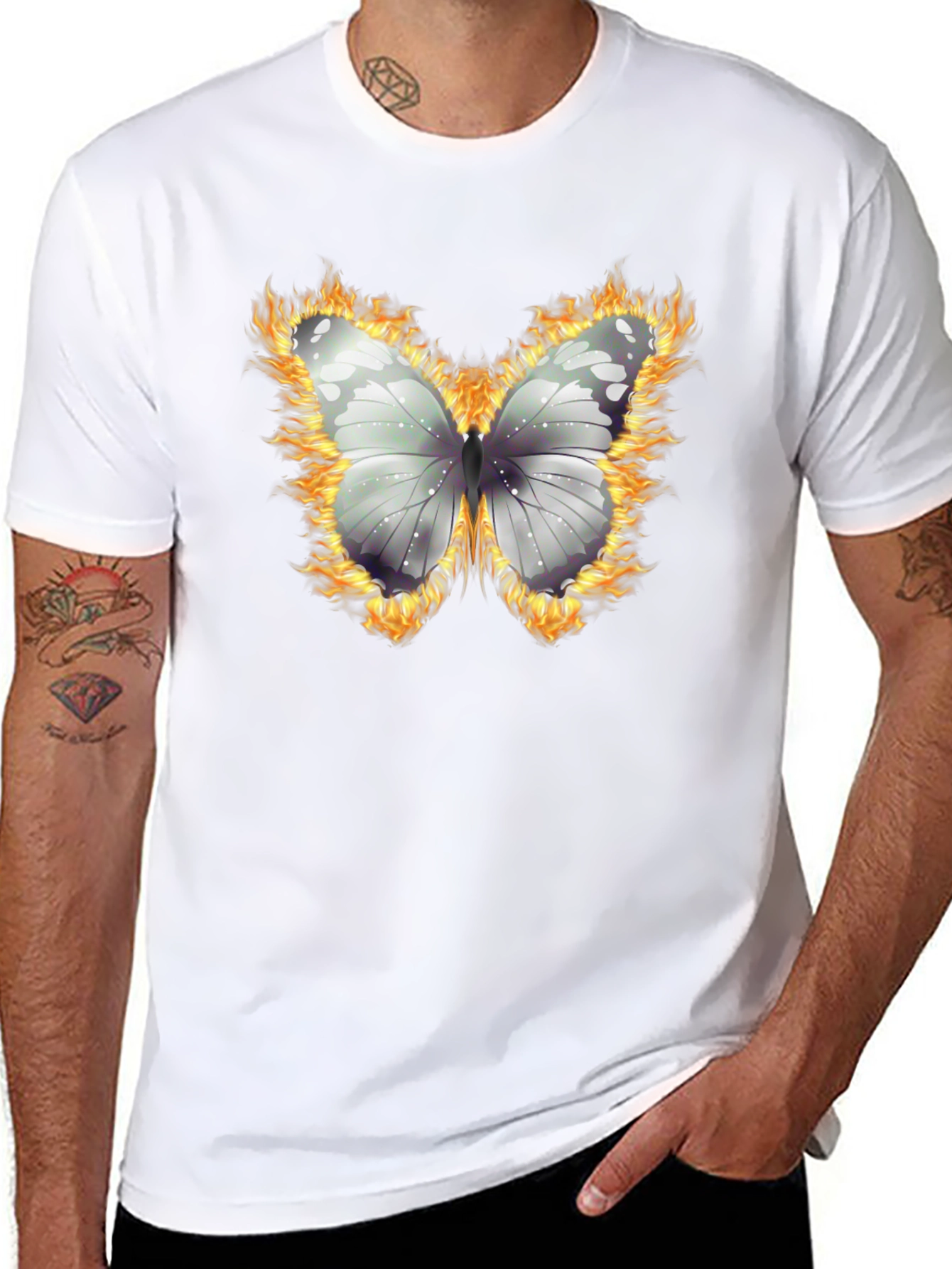 Burning Butterfly Graphic T-Shirt - Black