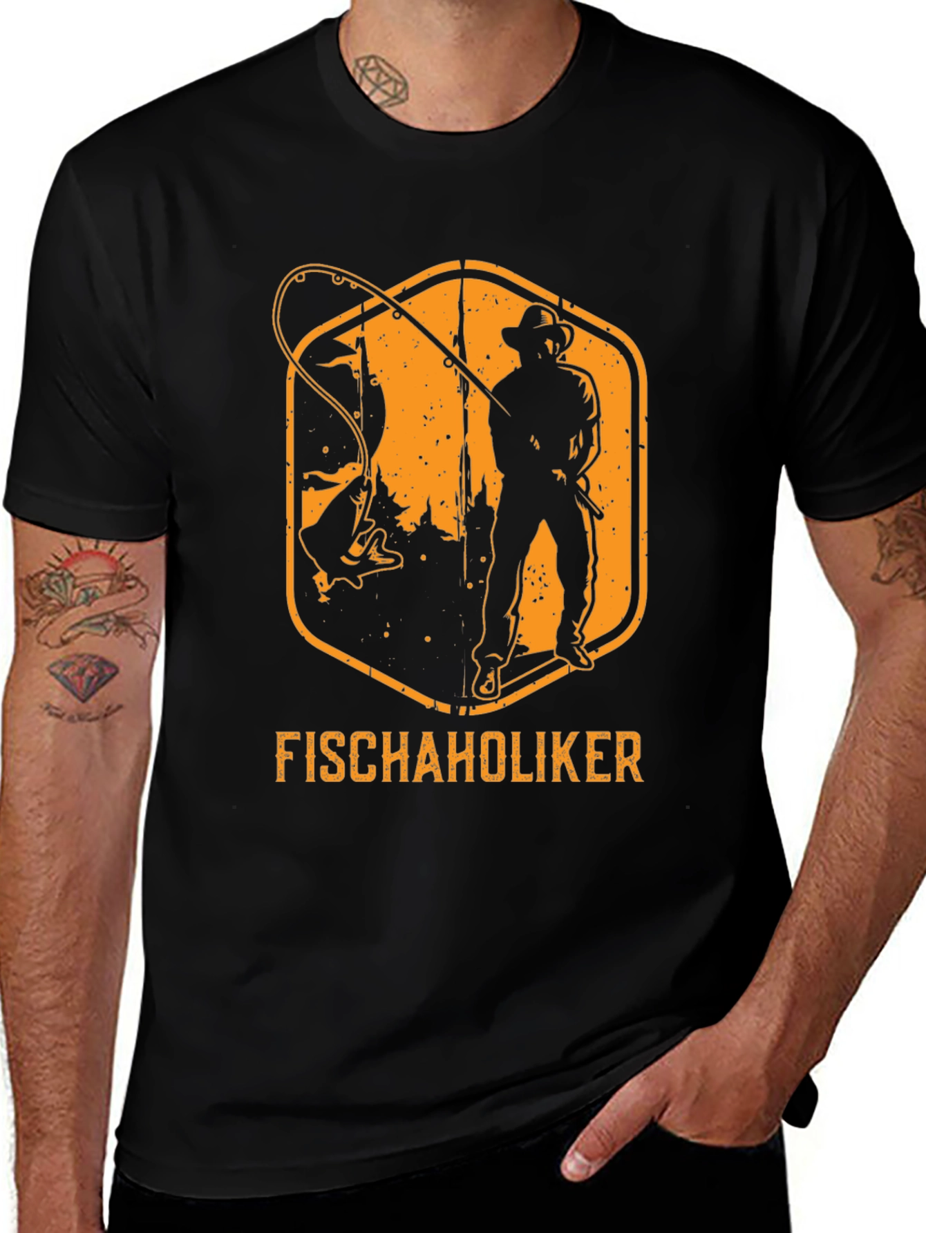 Fischaholiker Fishing T-Shirt - Black Cotton Tee