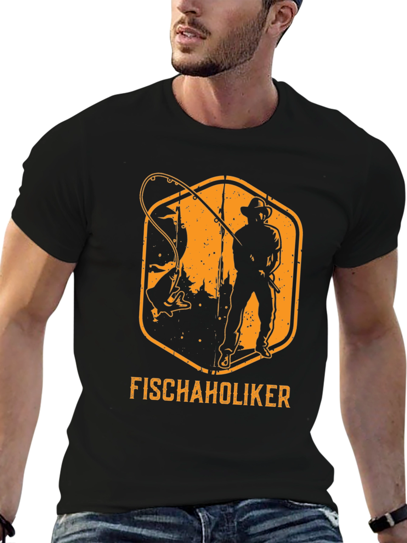 Fischaholiker Fishing T-Shirt - Black Cotton Tee