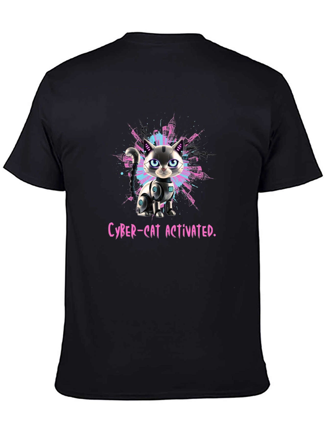 Cyber-Cat Activated T-Shirt - Futuristic Pet Design