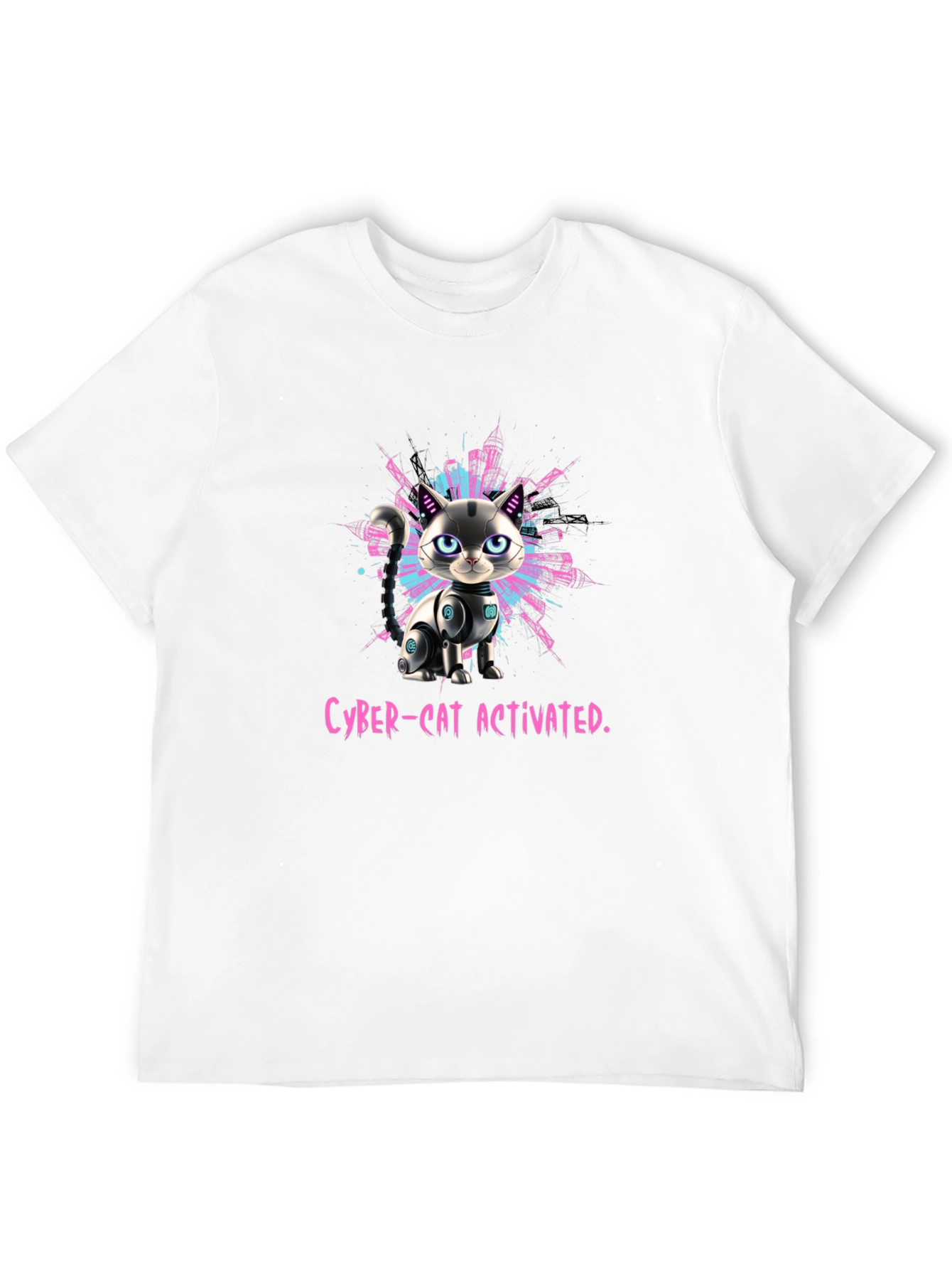 Cyber-Cat Activated T-Shirt - Futuristic Pet Design