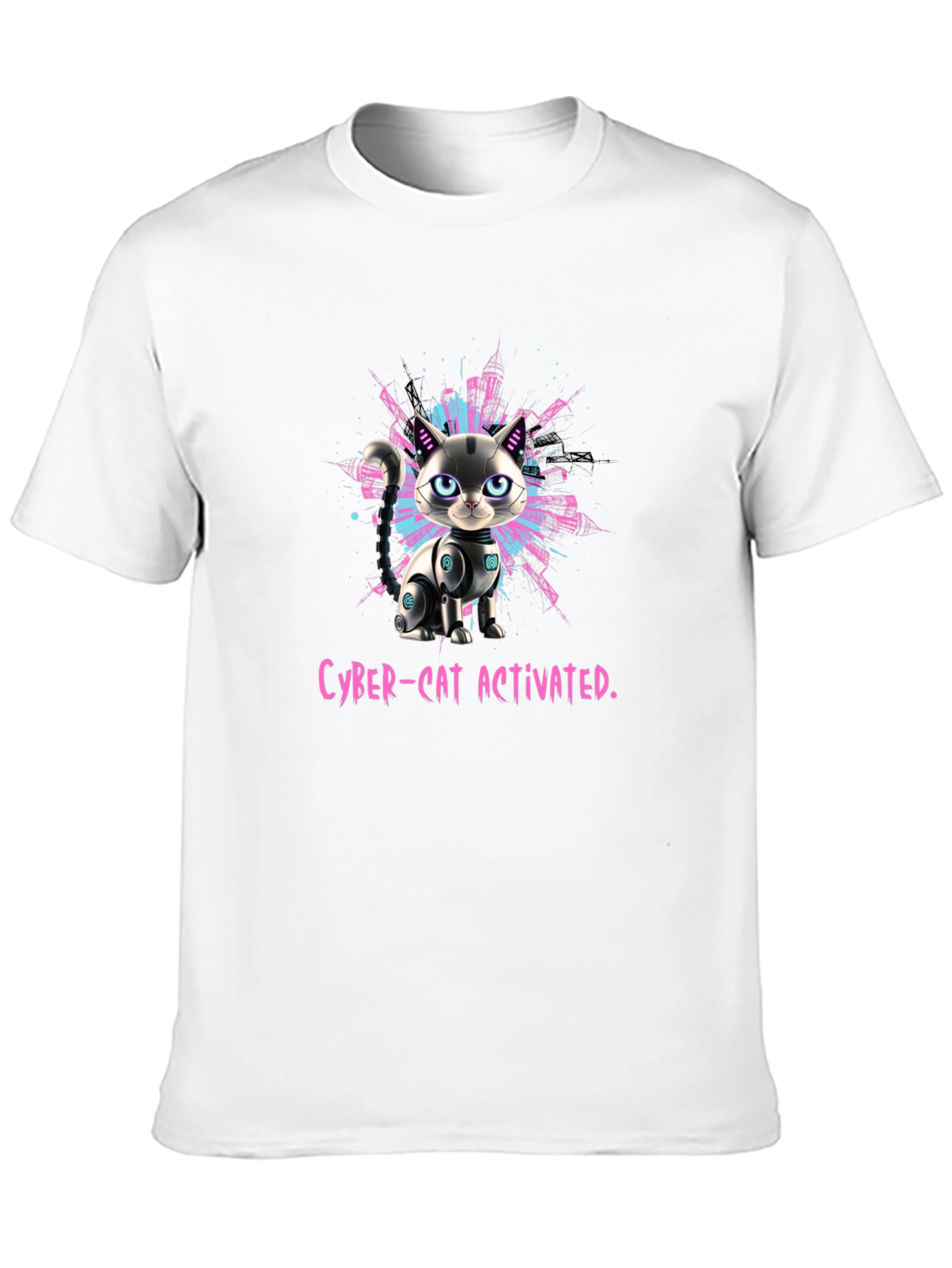 Cyber-Cat Activated T-Shirt - Futuristic Pet Design