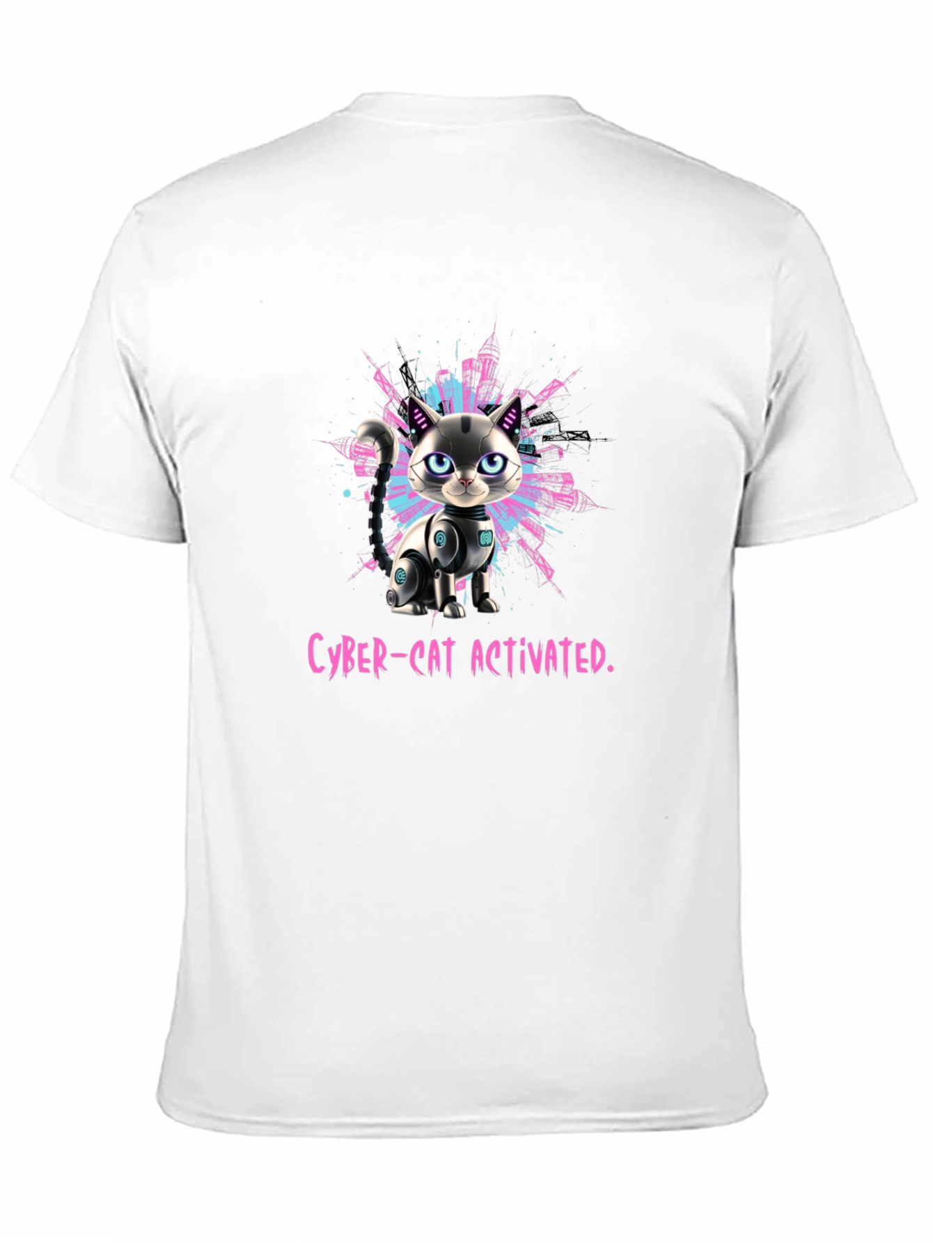 Cyber-Cat Activated T-Shirt - Futuristic Pet Design