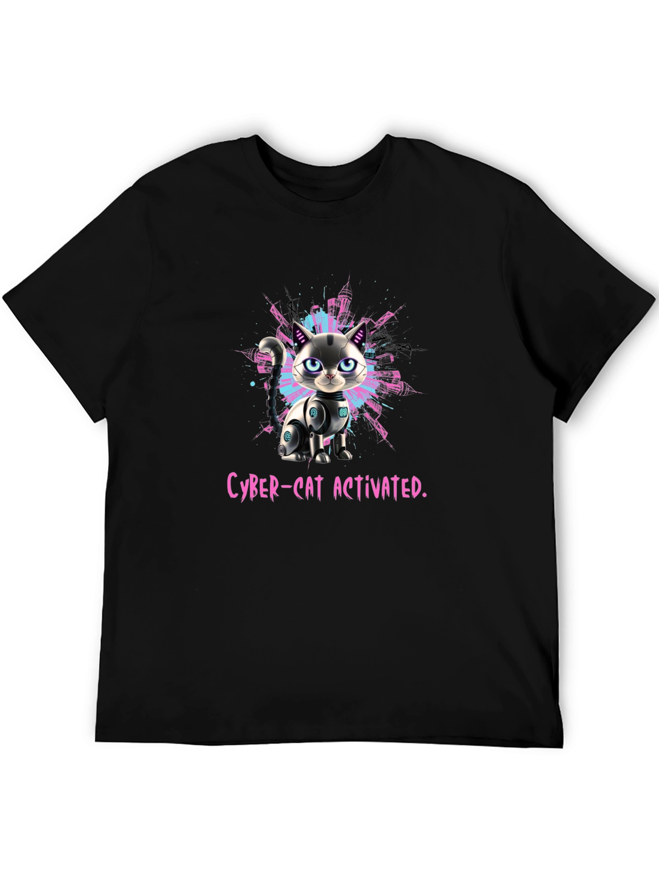 Cyber-Cat Activated T-Shirt - Futuristic Pet Design
