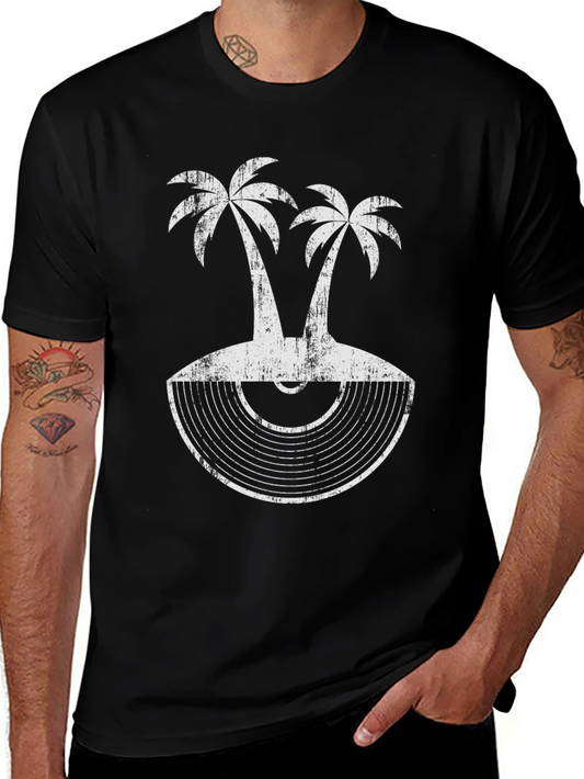 Tropical Vinyl Record Palm Tree Graphic Tee