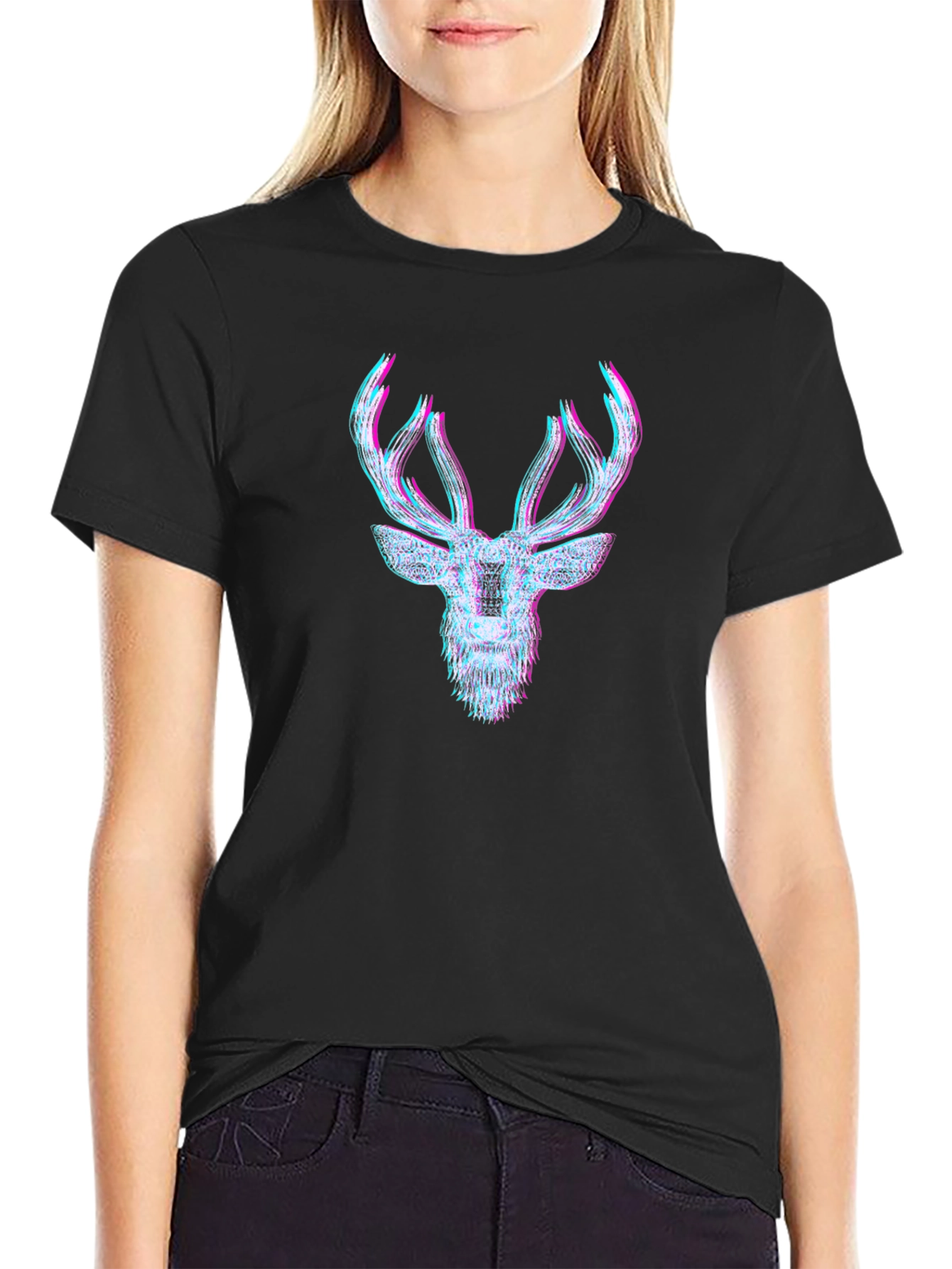 Mens Graphic Tee - 3D Deer Head Print