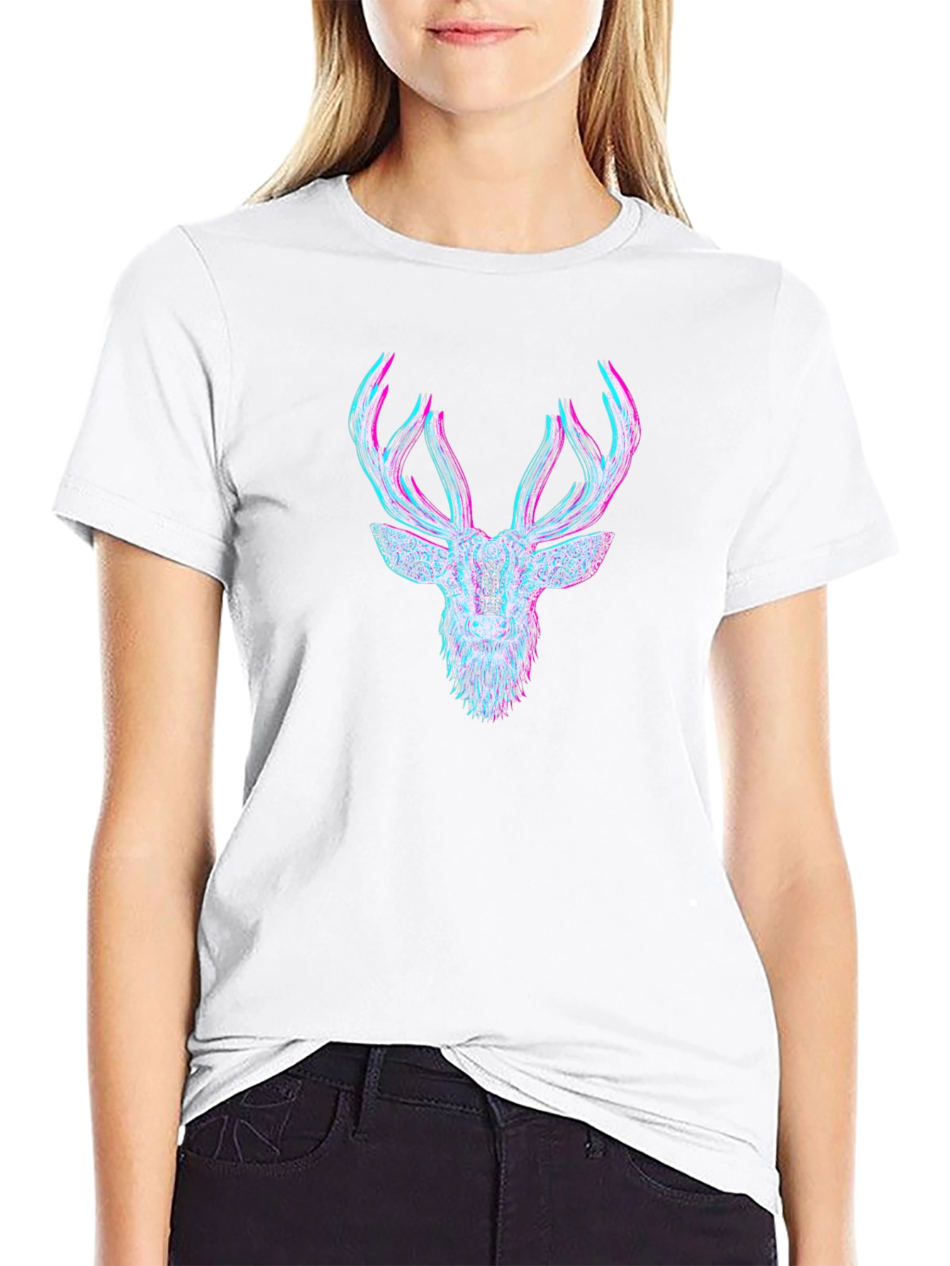 Mens Graphic Tee - 3D Deer Head Print