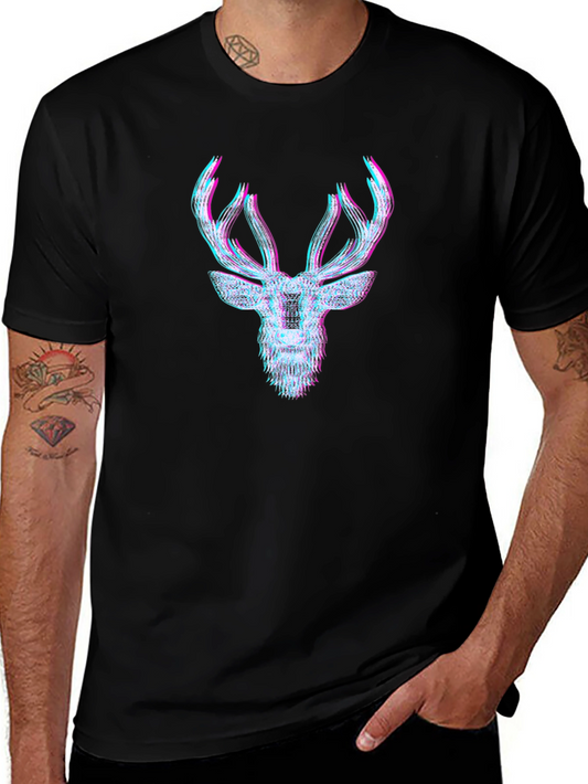 Mens Graphic Tee - 3D Deer Head Print