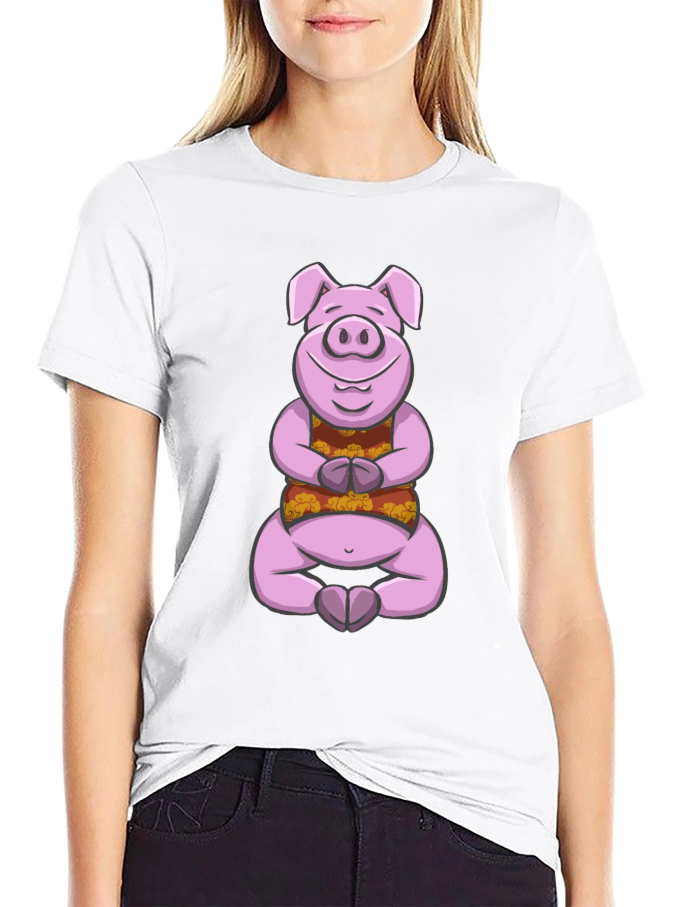 Meditating Pig Graphic Tee - Funny Yoga Shirt