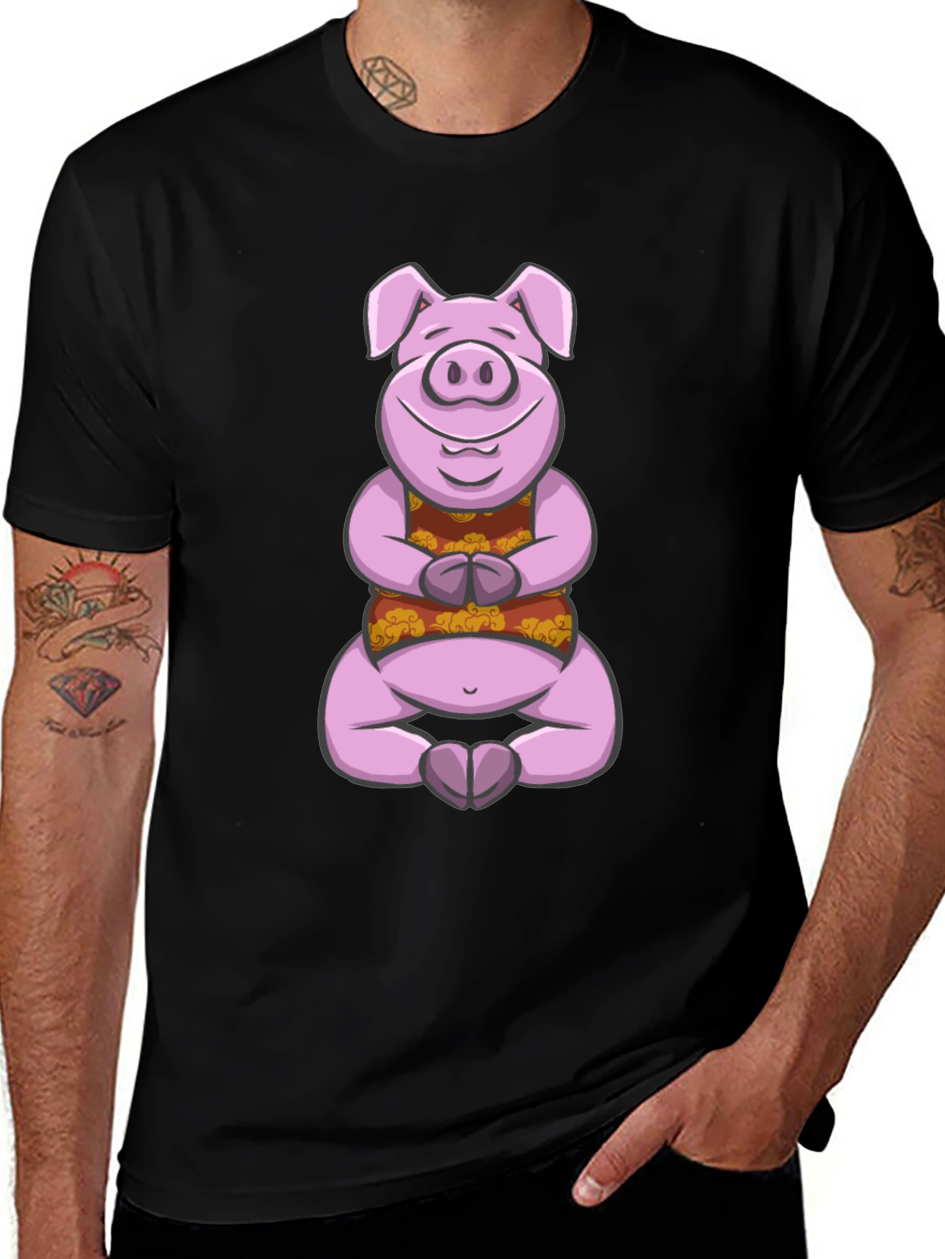 Meditating Pig Graphic Tee - Funny Yoga Shirt