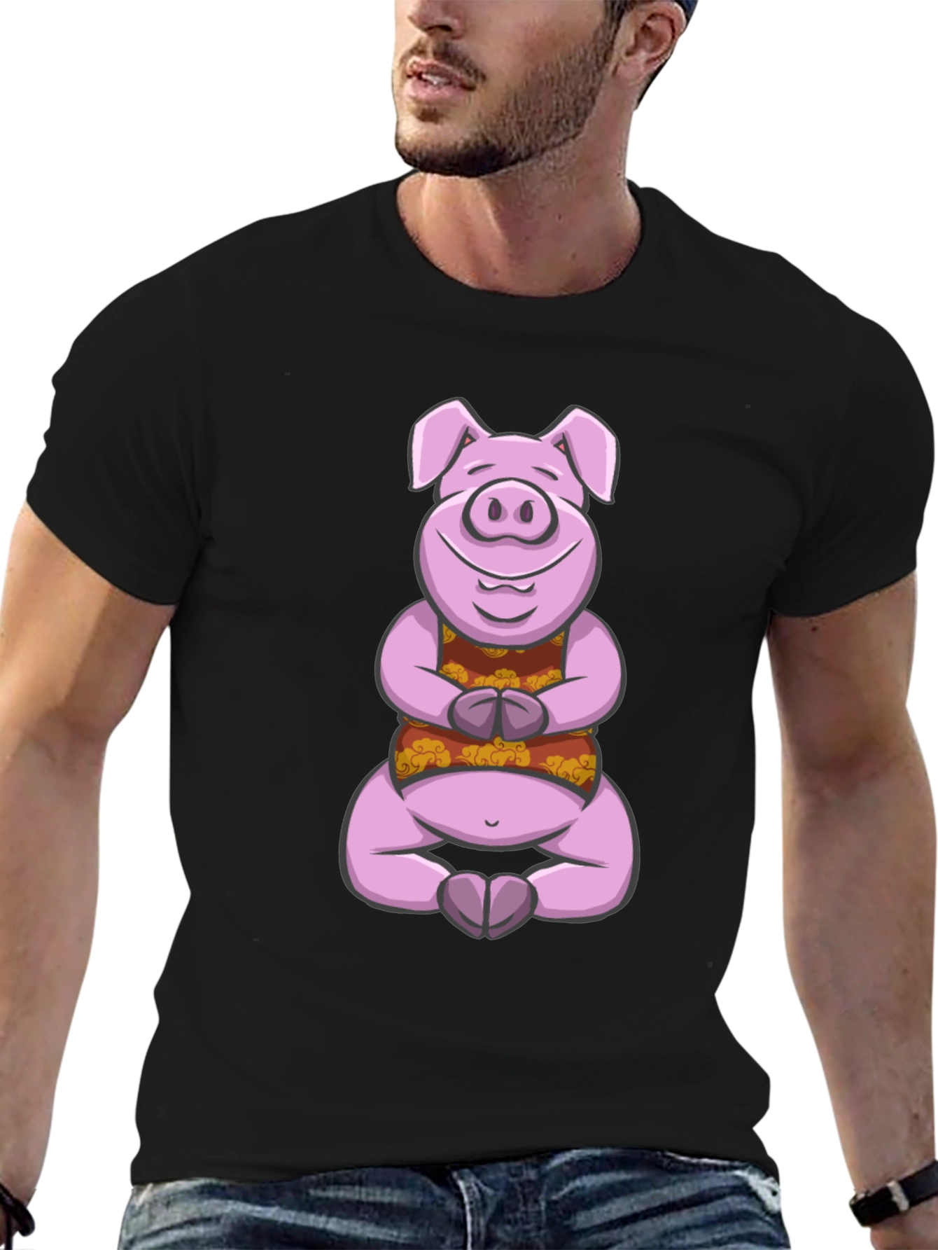 Meditating Pig Graphic Tee - Funny Yoga Shirt