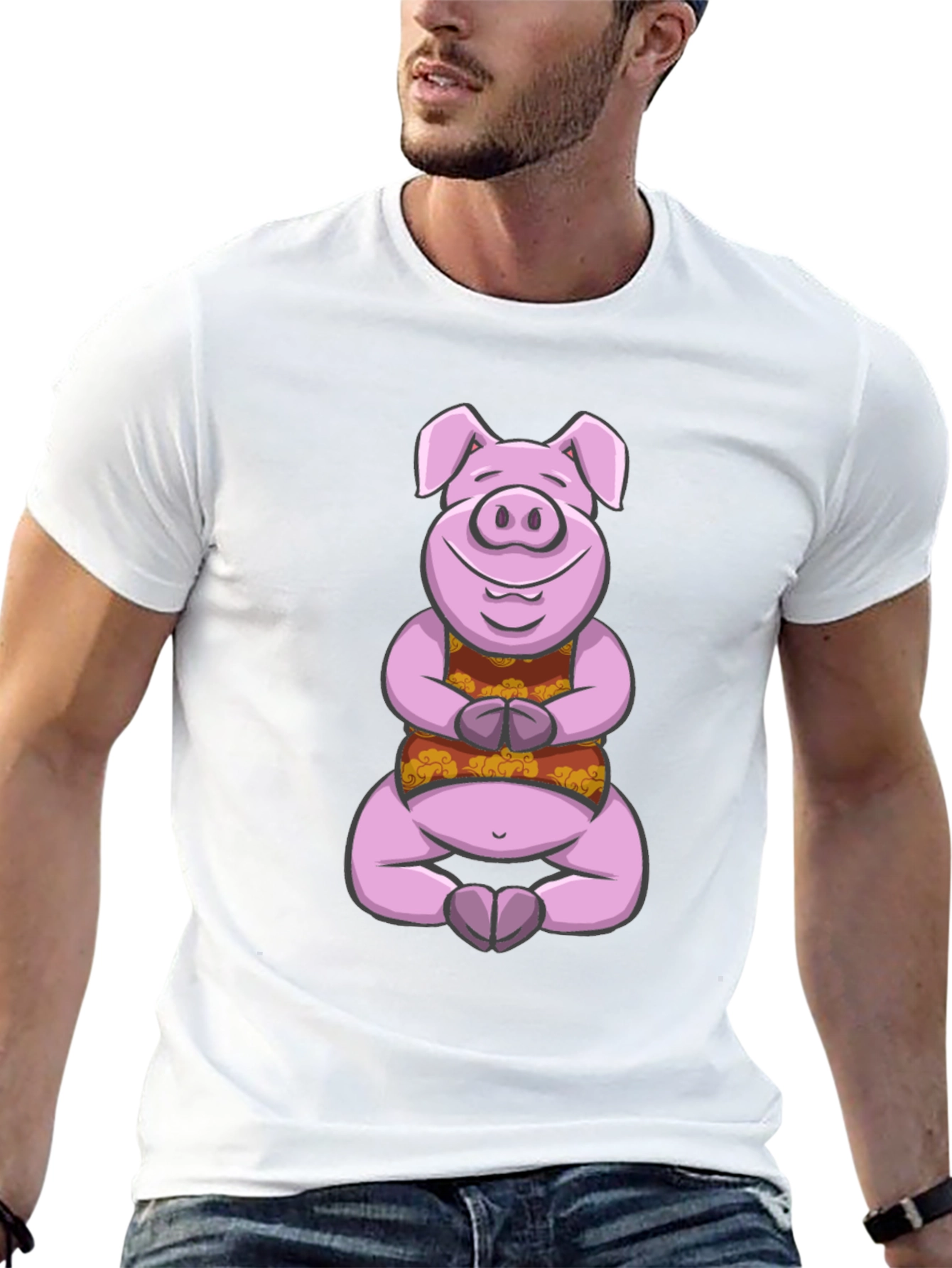Meditating Pig Graphic Tee - Funny Yoga Shirt