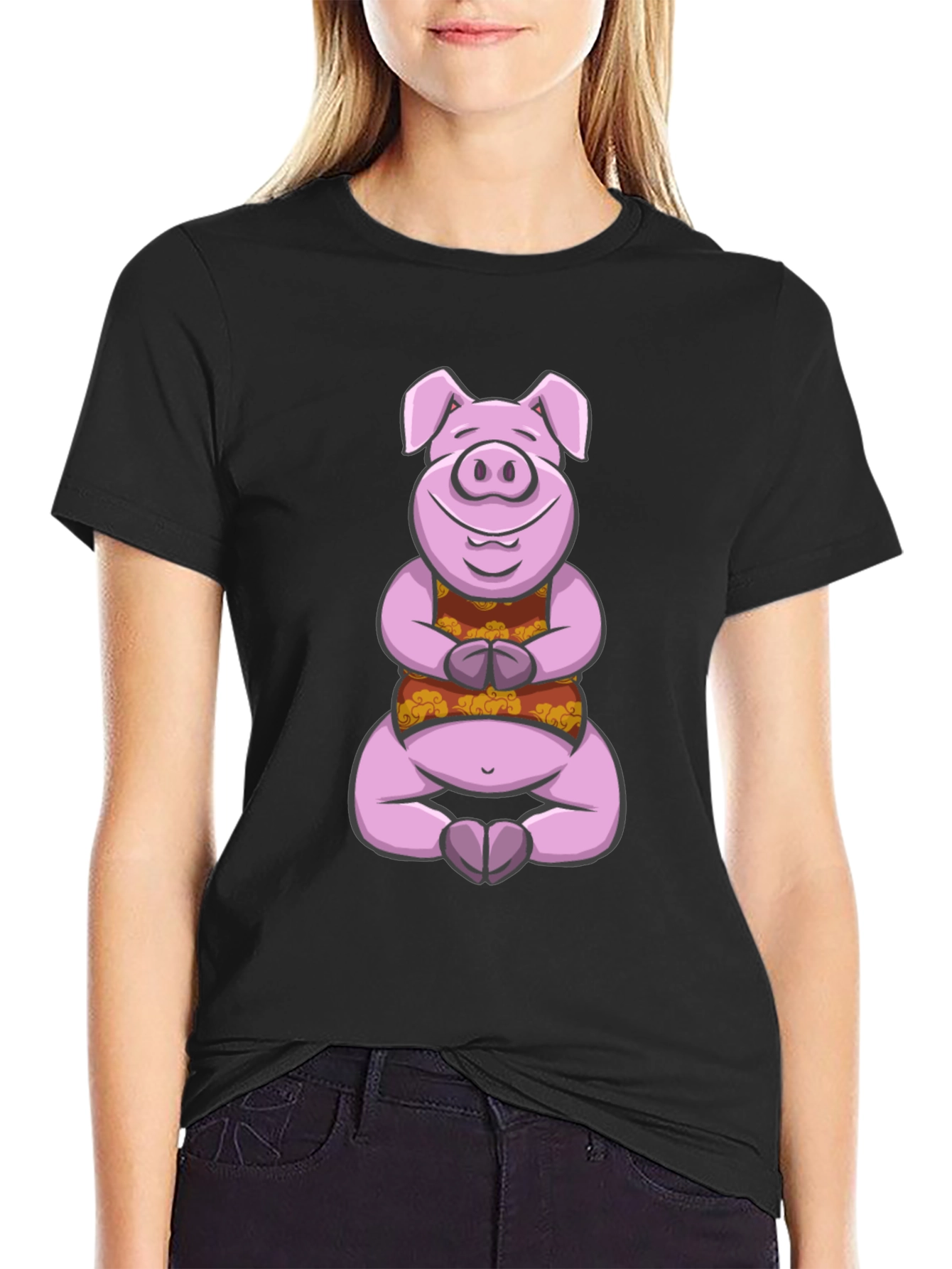 Meditating Pig Graphic Tee - Funny Yoga Shirt