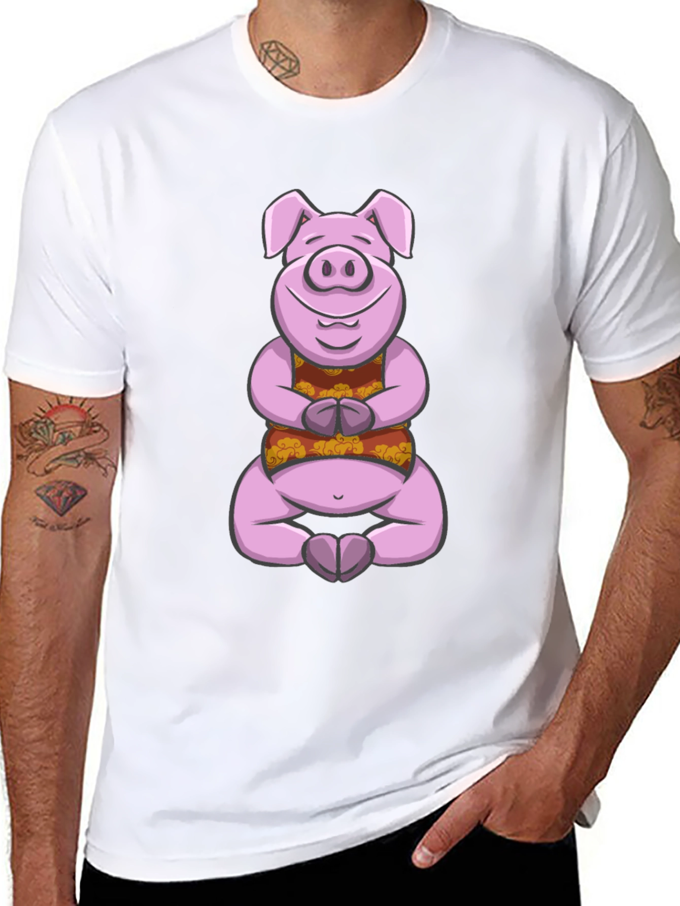 Meditating Pig Graphic Tee - Funny Yoga Shirt