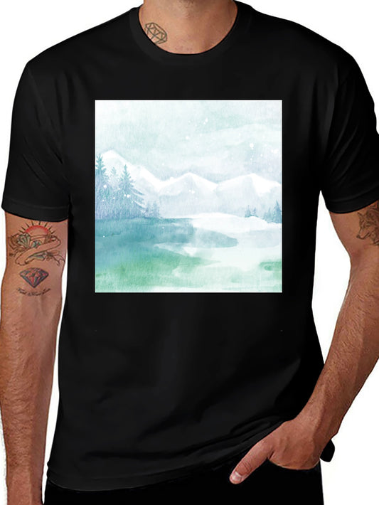 Watercolor Mountain Lake Graphic Tee