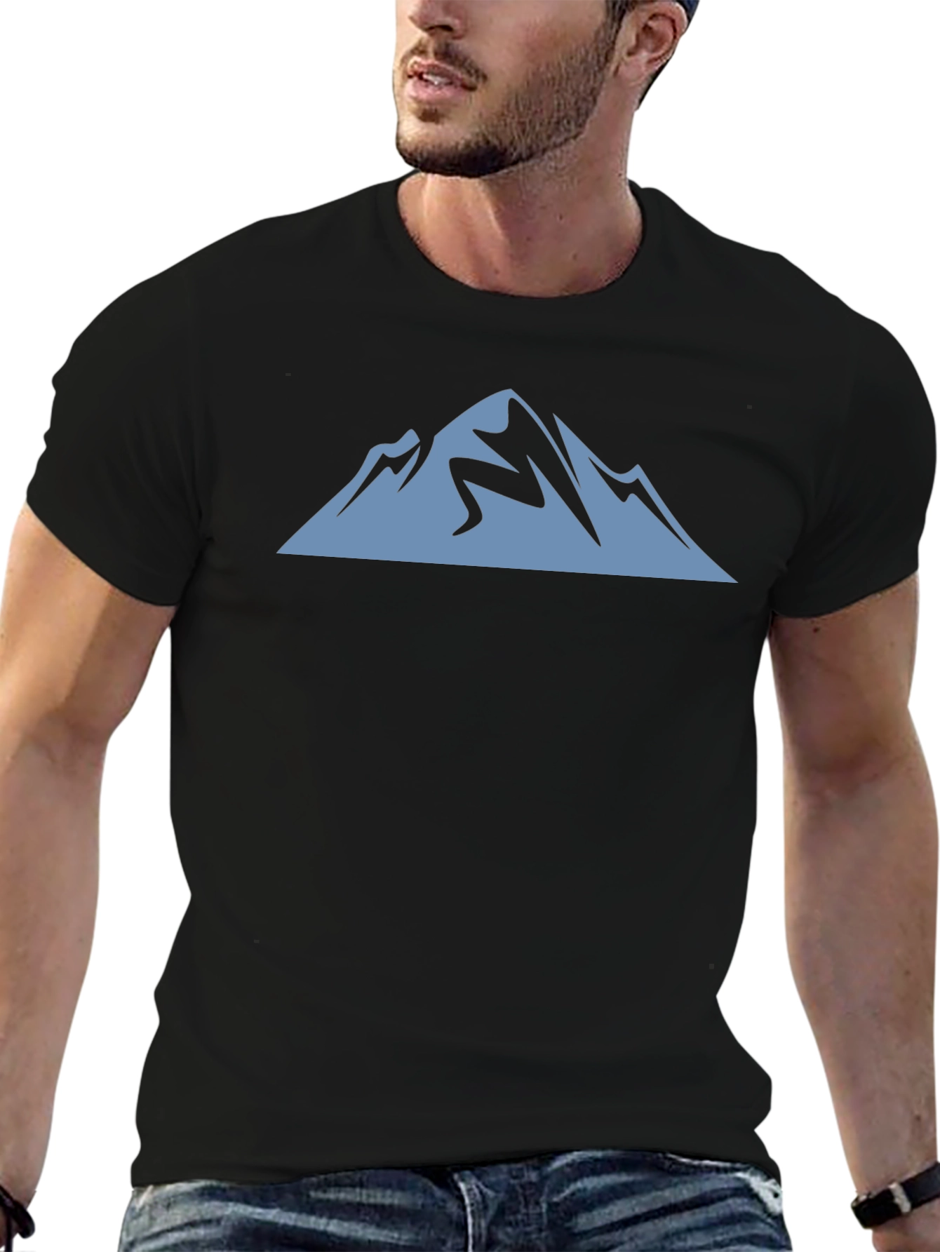 Mountain Graphic Tee - Black Cotton Casual Shirt
