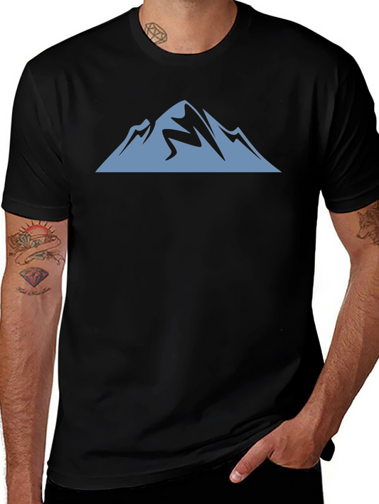 Mountain Graphic Tee - Black Cotton Casual Shirt