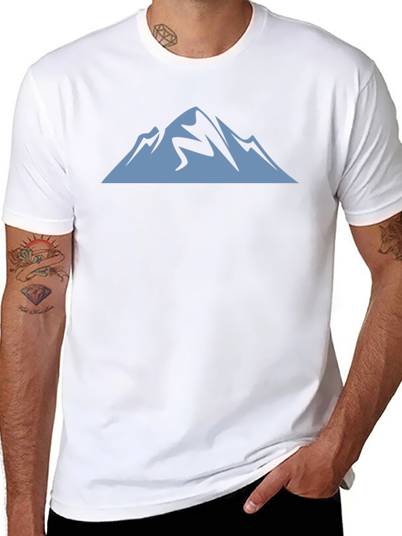 Mountain Graphic Tee - Black Cotton Casual Shirt