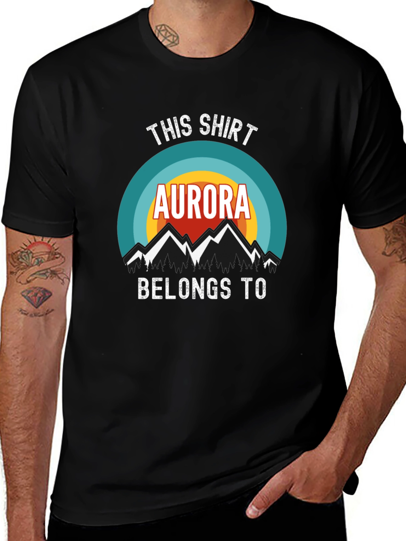 Aurora Mountains Graphic T-Shirt