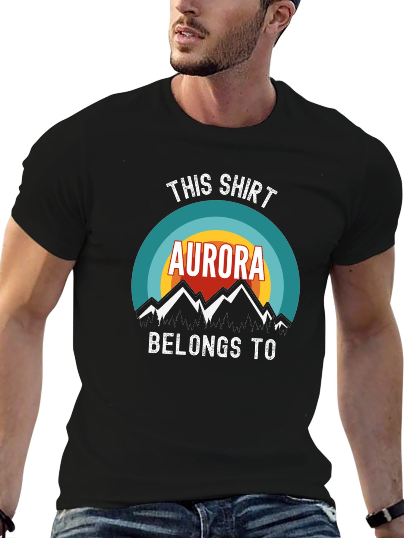 Aurora Mountains Graphic T-Shirt