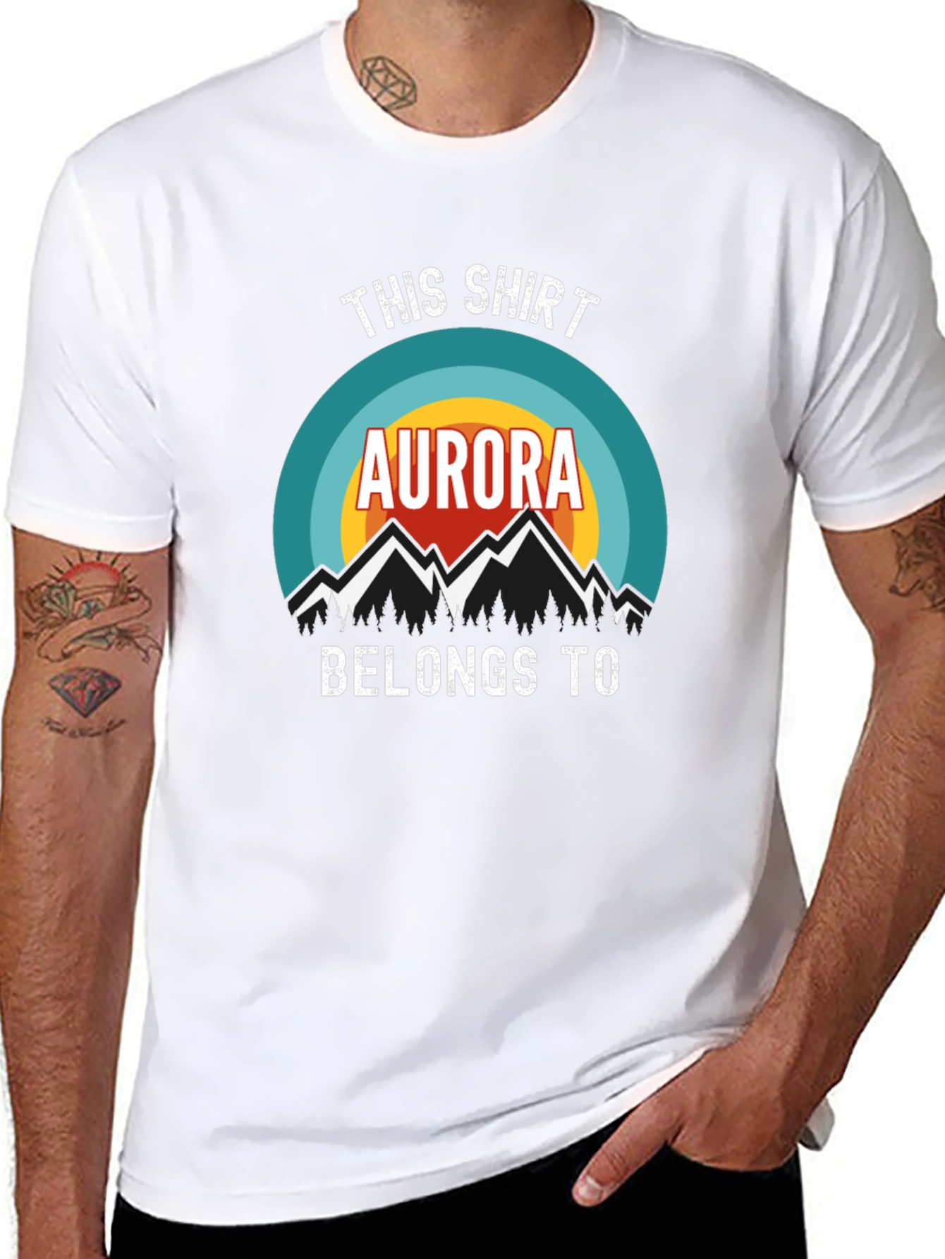 Aurora Mountains Graphic T-Shirt
