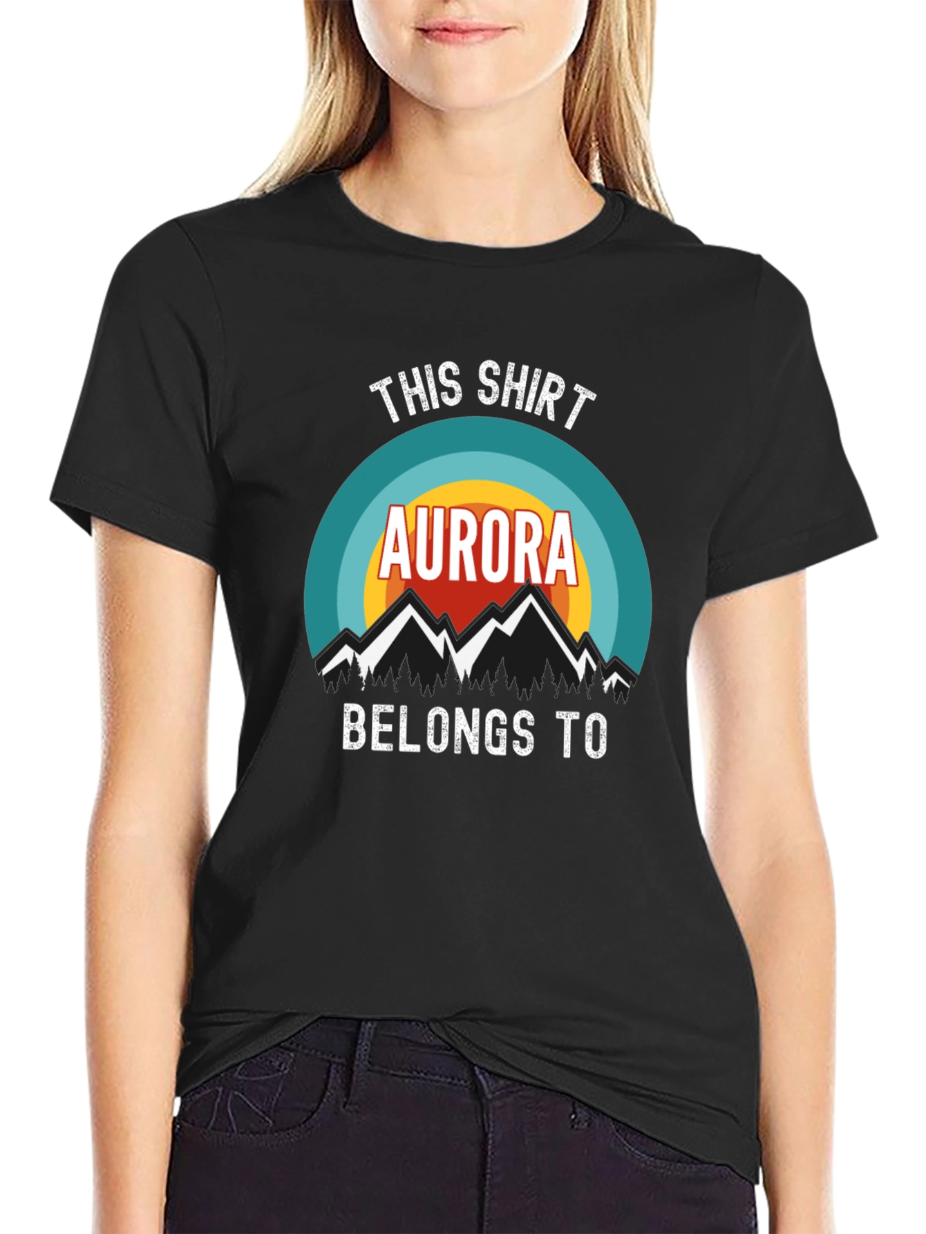 Aurora Mountains Graphic T-Shirt