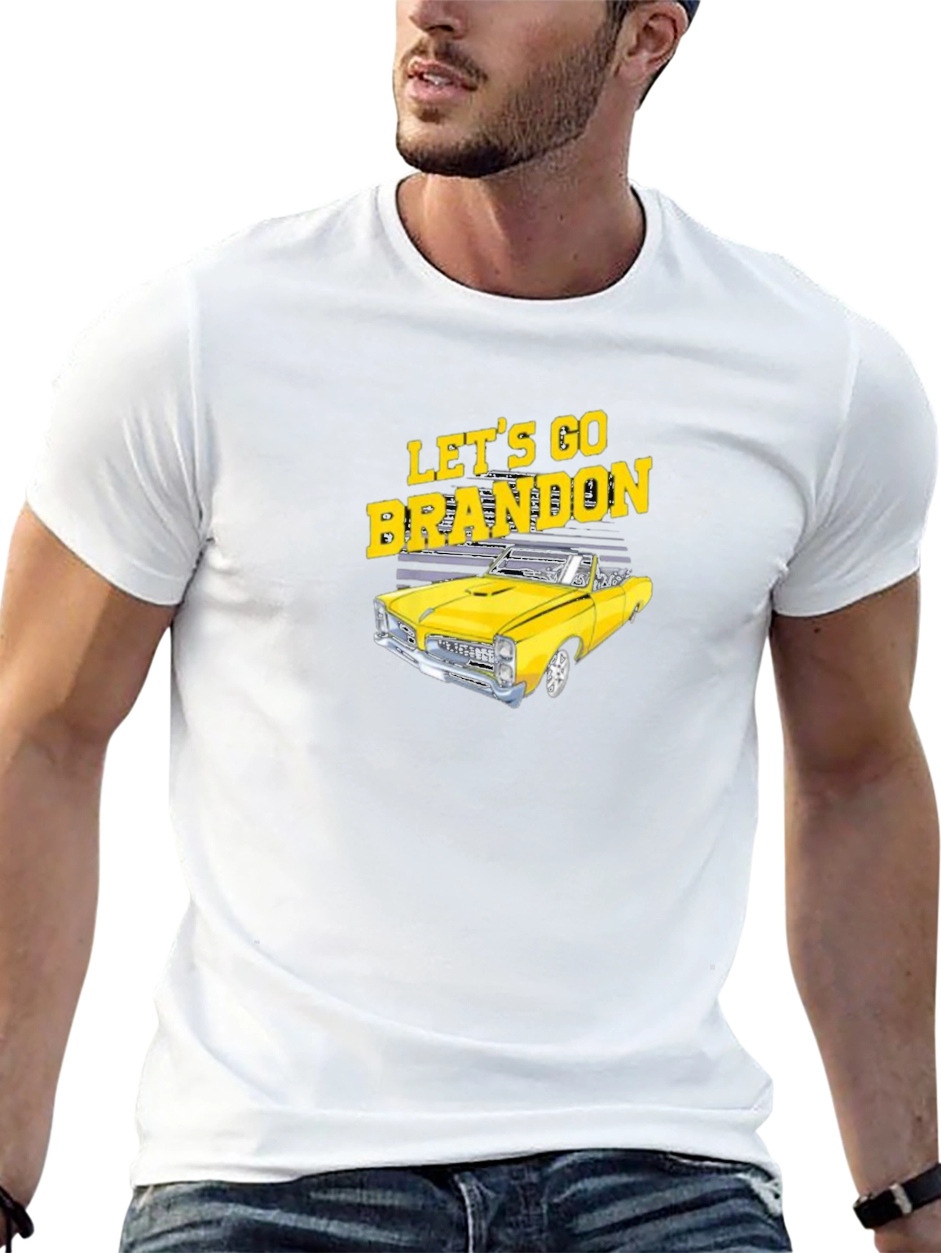 Lets Go Brandon Yellow Car Black T-Shirt
