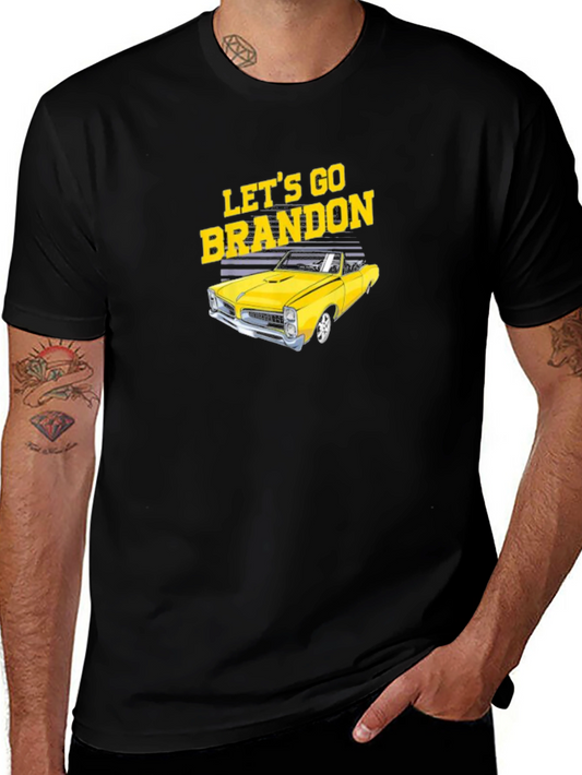 Lets Go Brandon Yellow Car Black T-Shirt
