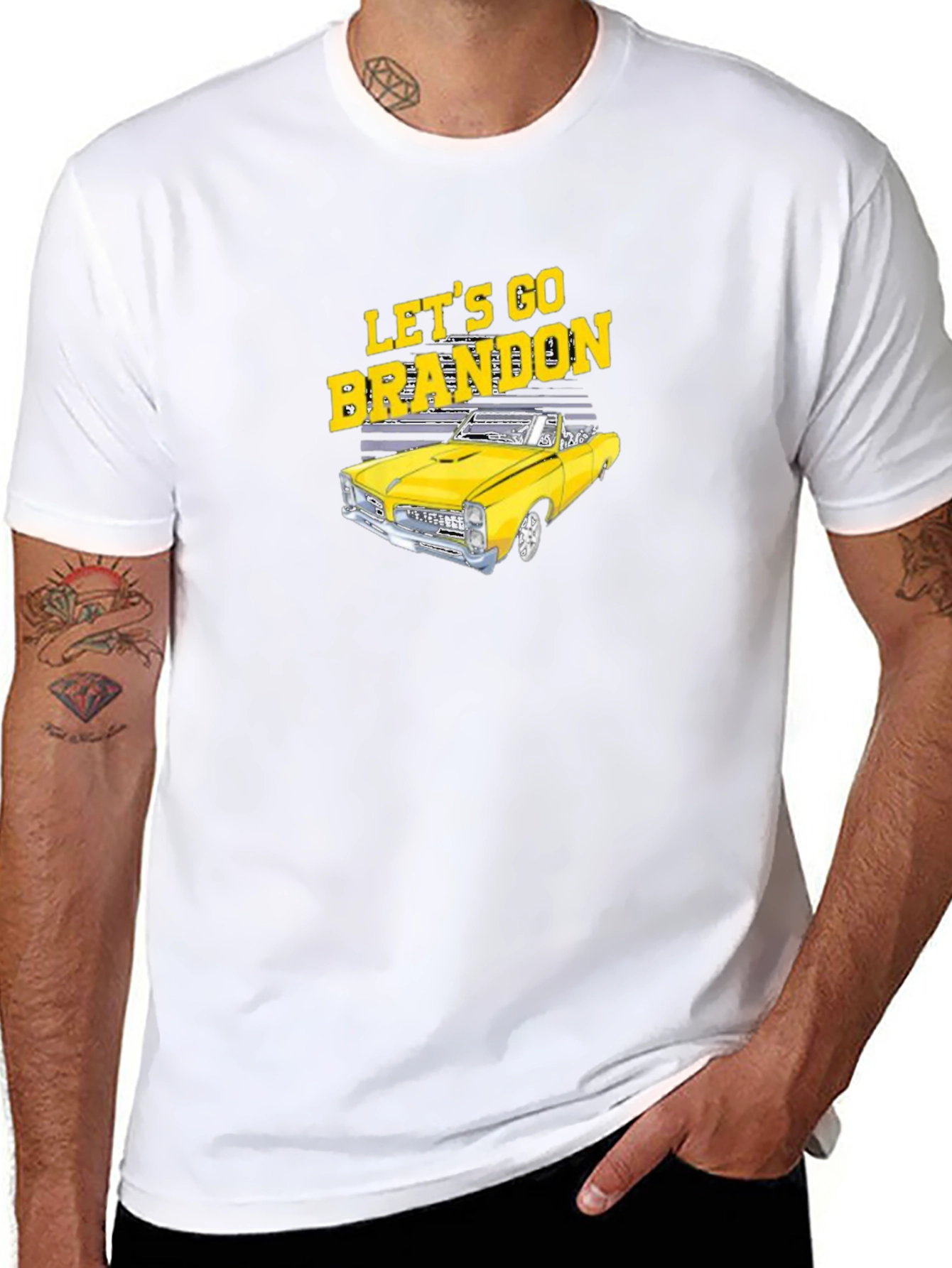Lets Go Brandon Yellow Car Black T-Shirt
