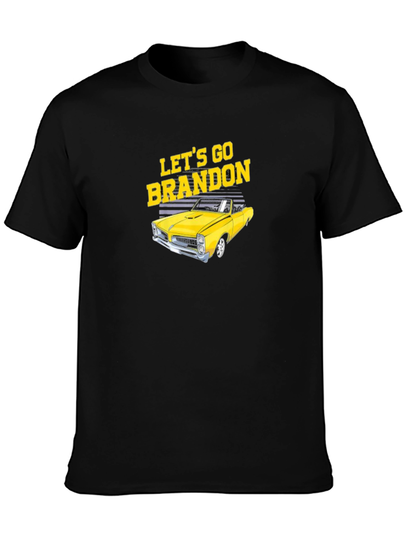 Lets Go Brandon Yellow Car Black T-Shirt