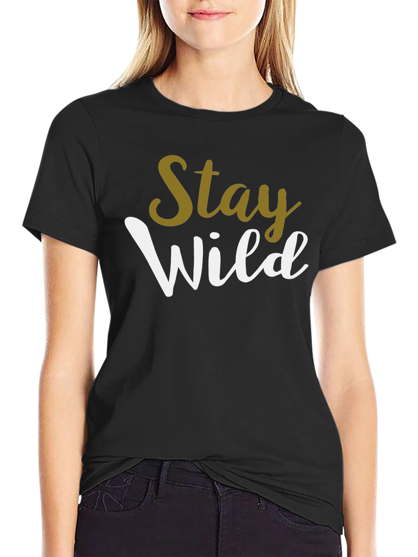 Stay Wild Graphic Print Black T-Shirt