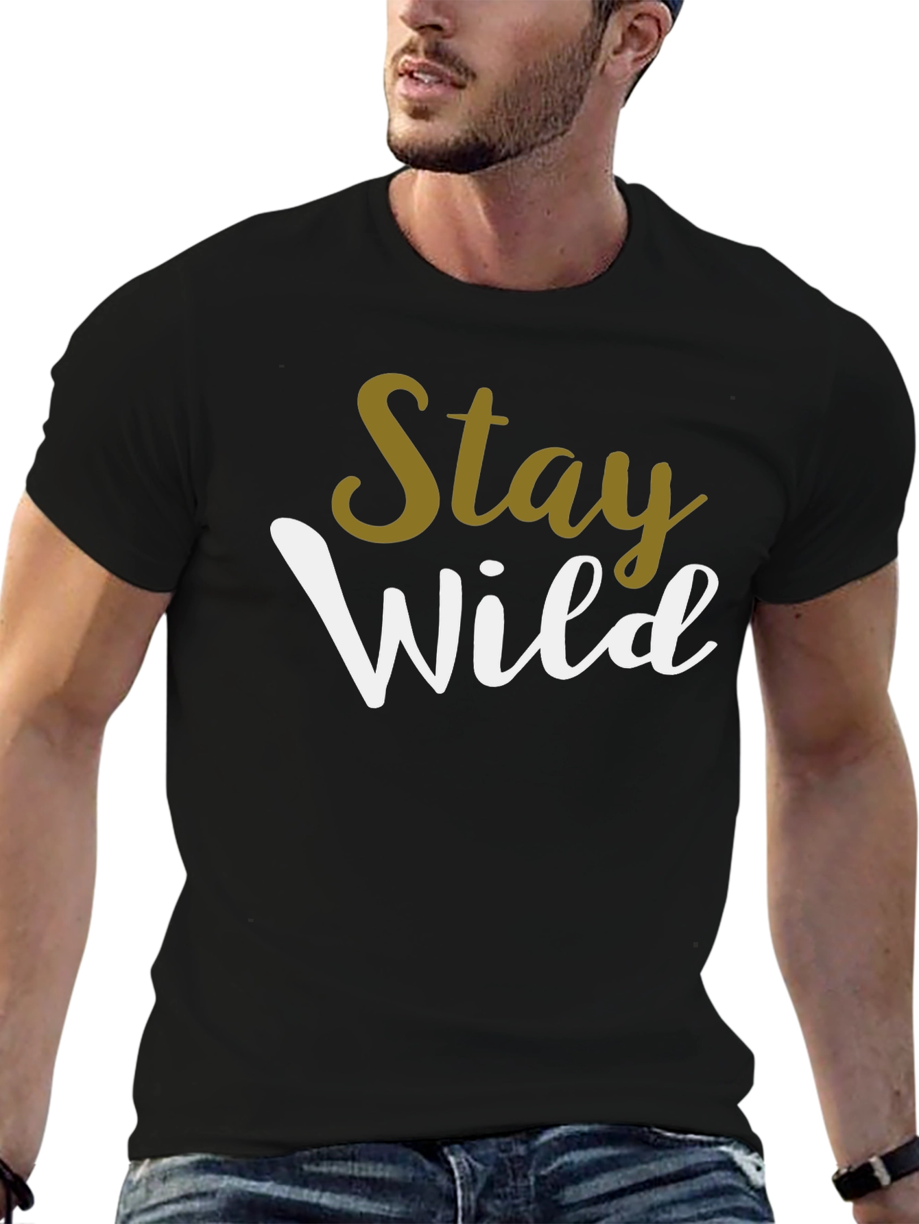 Stay Wild Graphic Print Black T-Shirt
