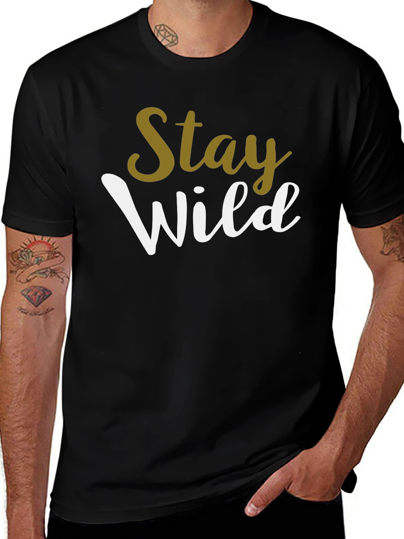 Stay Wild Graphic Print Black T-Shirt