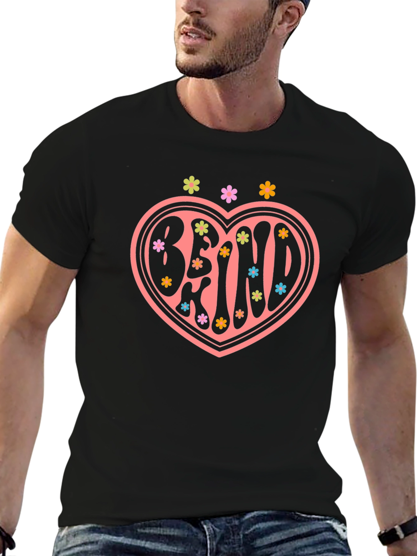 Be Kind Heart Graphic Tee - Black
